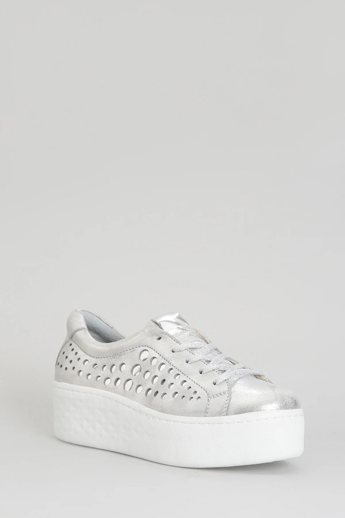 Kalın Gümüş Baskılı Tabanlı Kadın Sneaker - Image 11