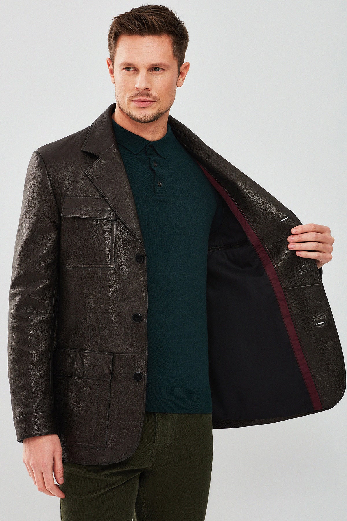 Kane Erkek Siyah Blazer Safari Deri Ceket - Image 10