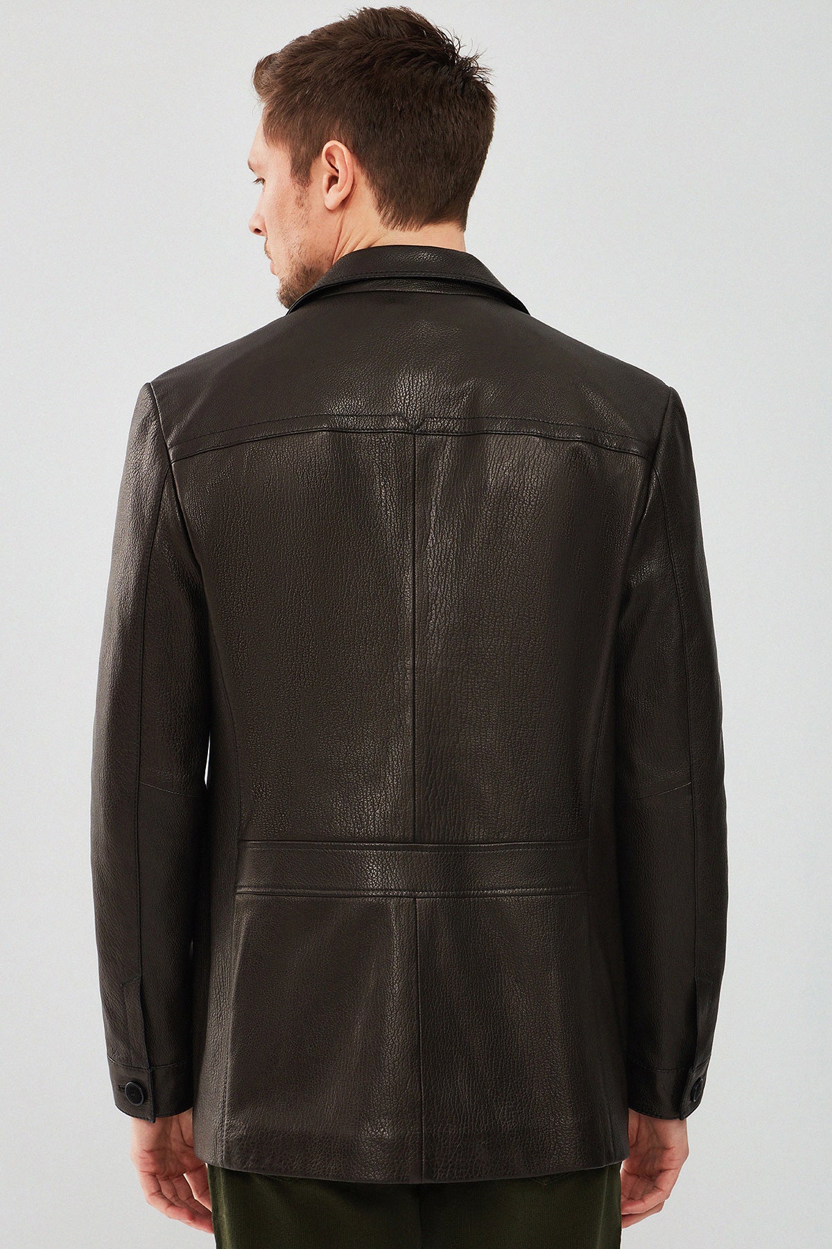 Kane Erkek Siyah Blazer Safari Deri Ceket - Image 7