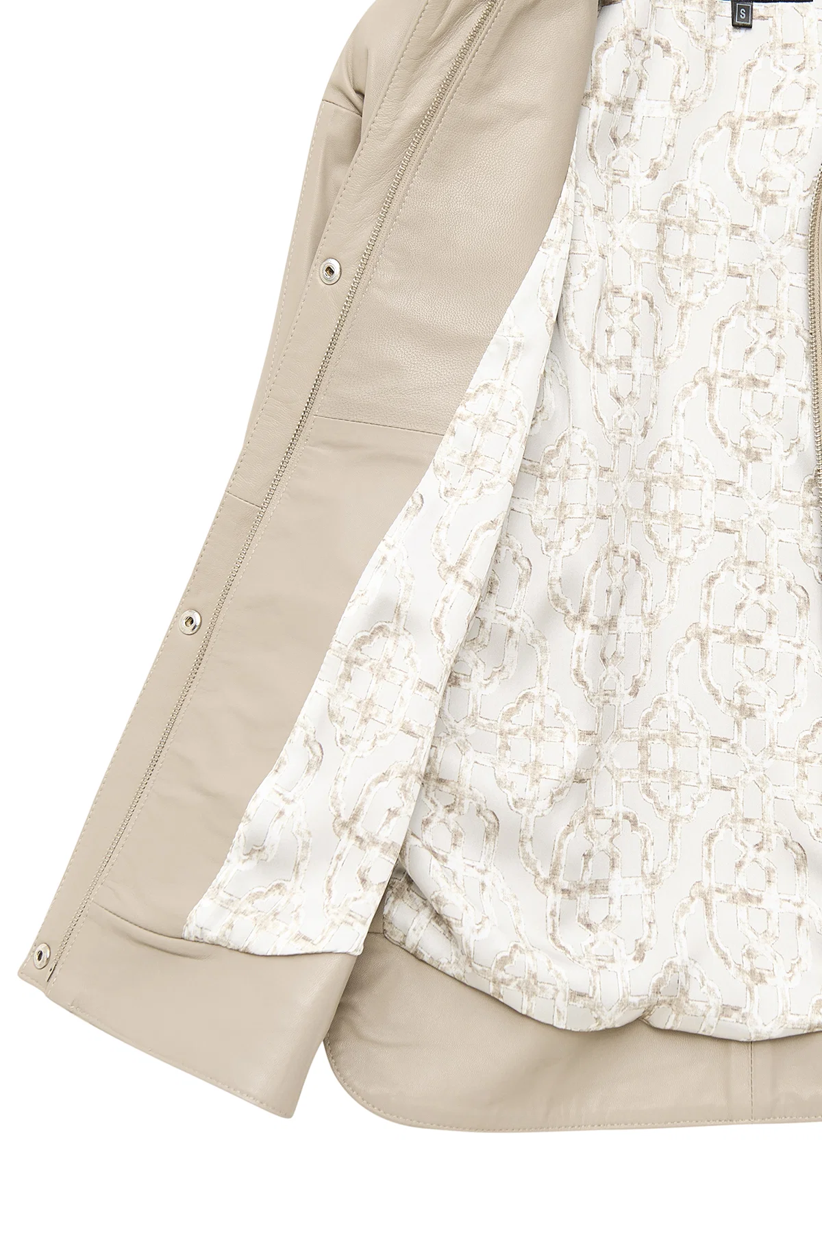 Karen Kadın Bej Oversize Deri Ceket - Image 7