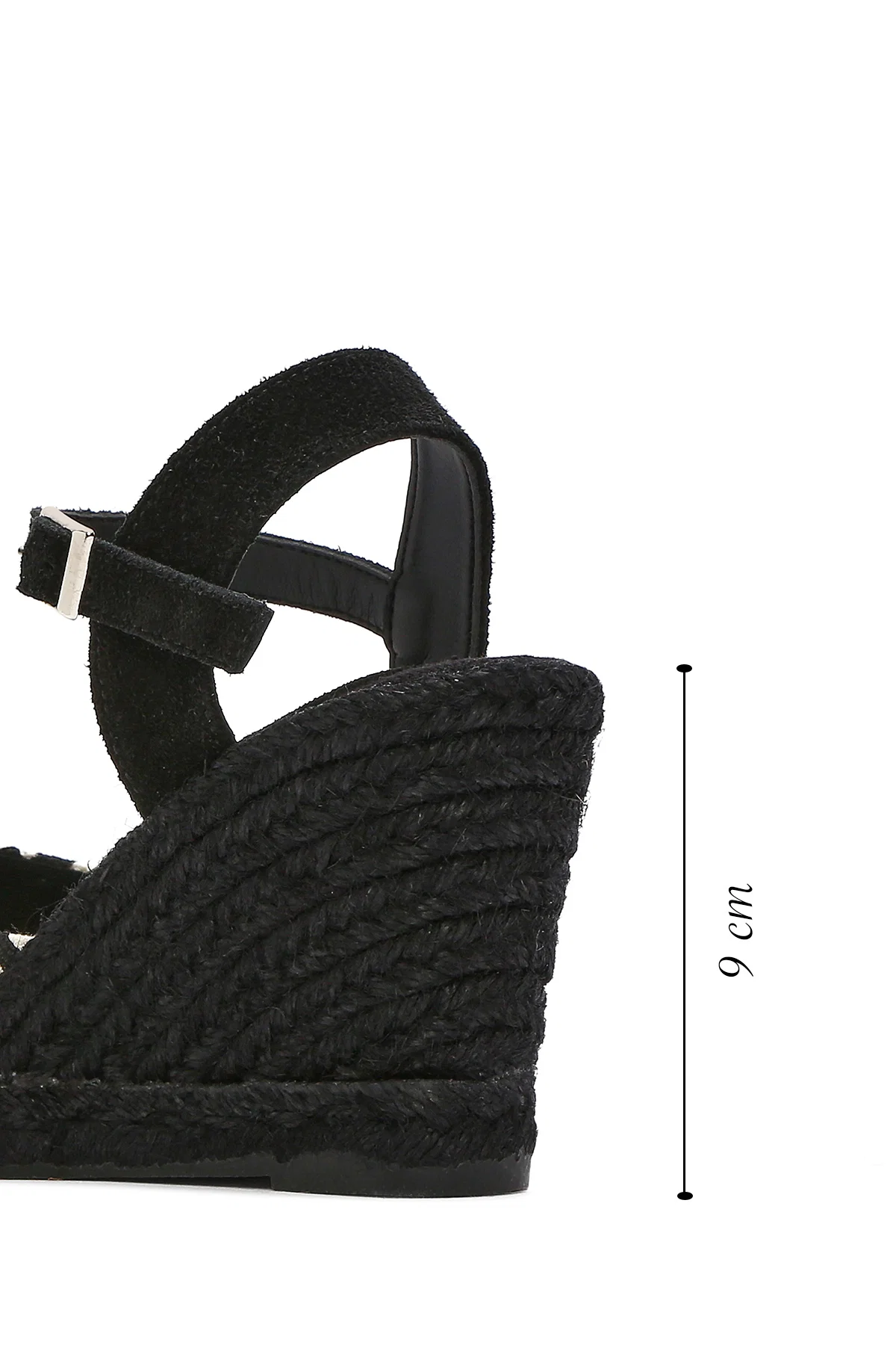 Kastamonu Taş Baskı Kadın Siyah Desenli Dolgu Topuklu Espadril Sandalet - Image 6