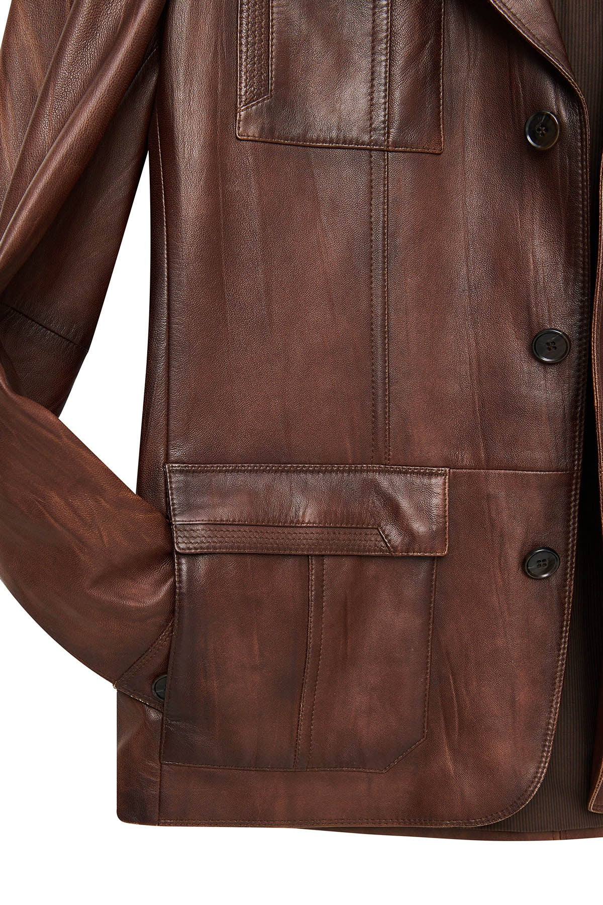 Kevin Erkek Camel Blazer Deri Ceket - Image 12