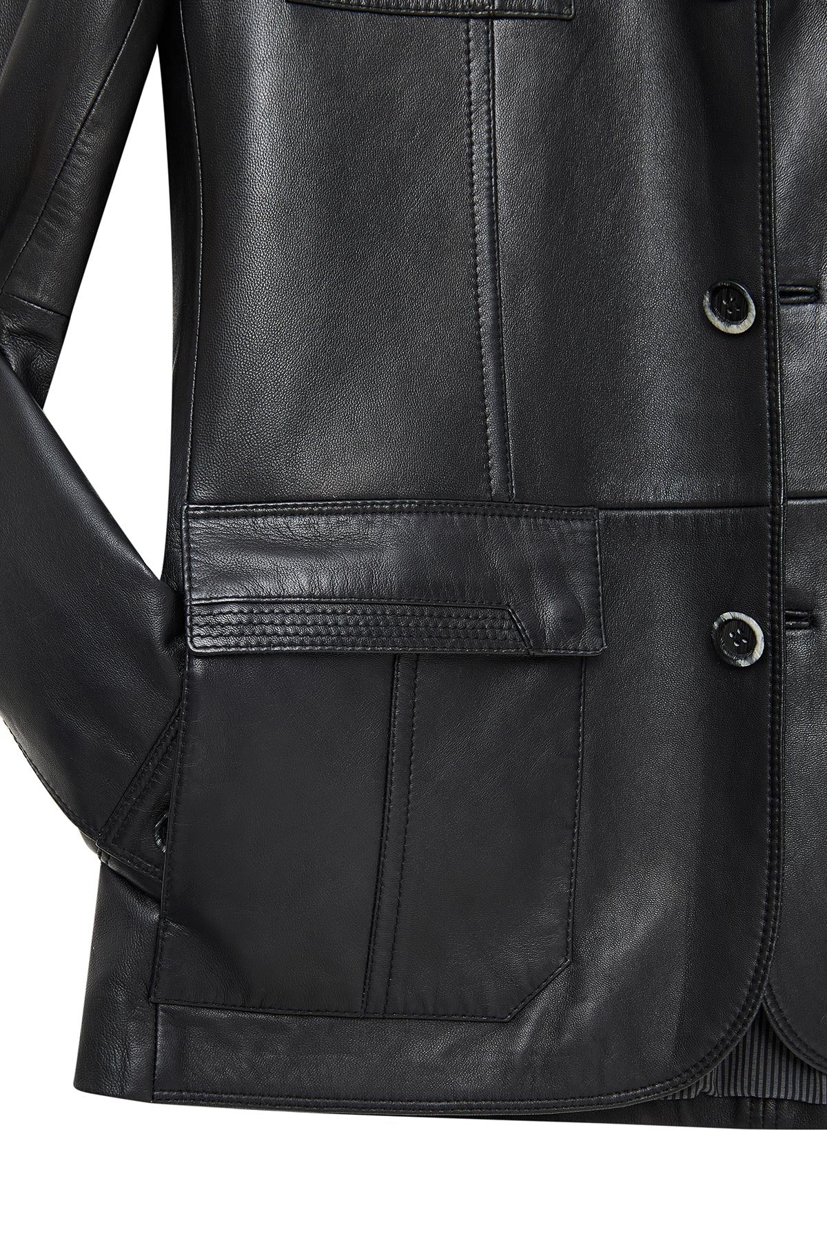 Kevin Erkek Siyah Blazer Deri Ceket - Image 15