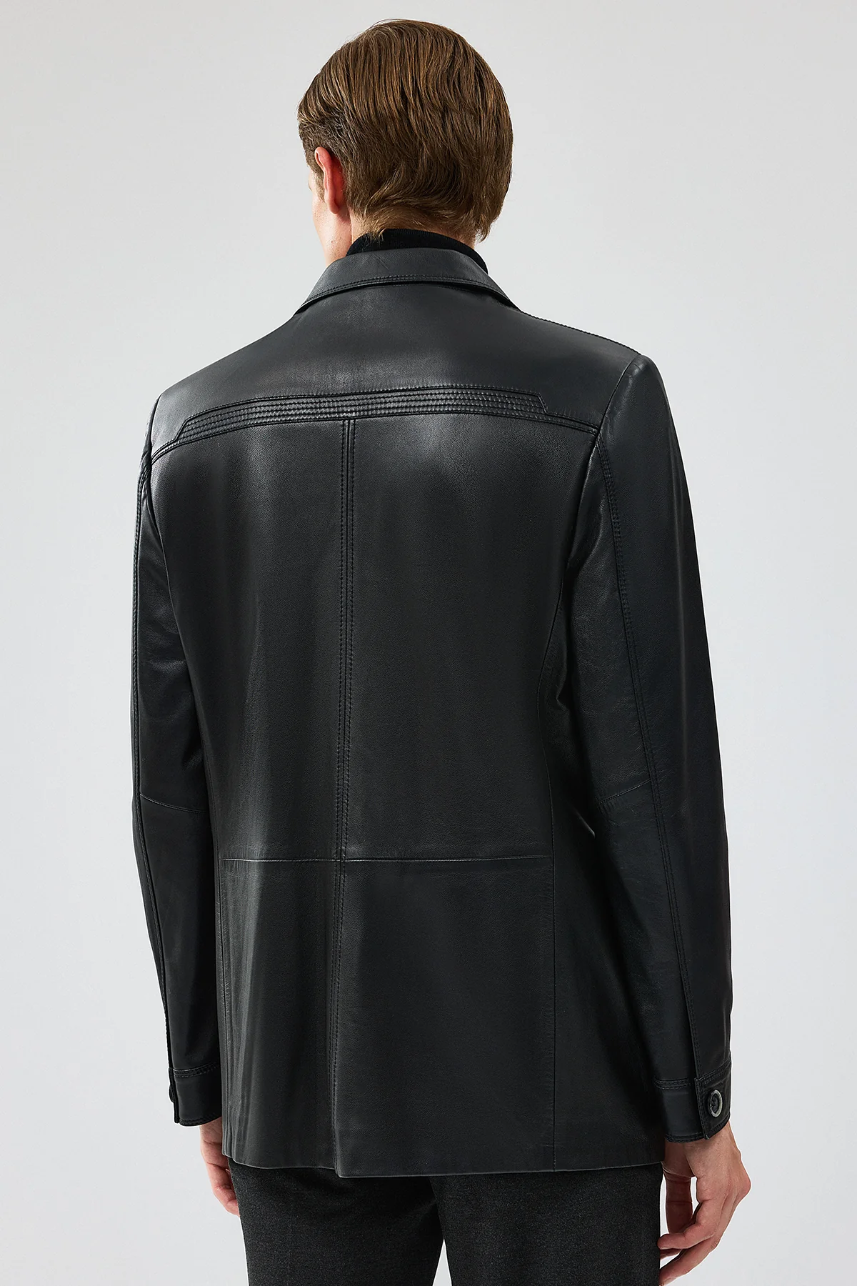 Kevin Erkek Siyah Blazer Deri Ceket - Image 4
