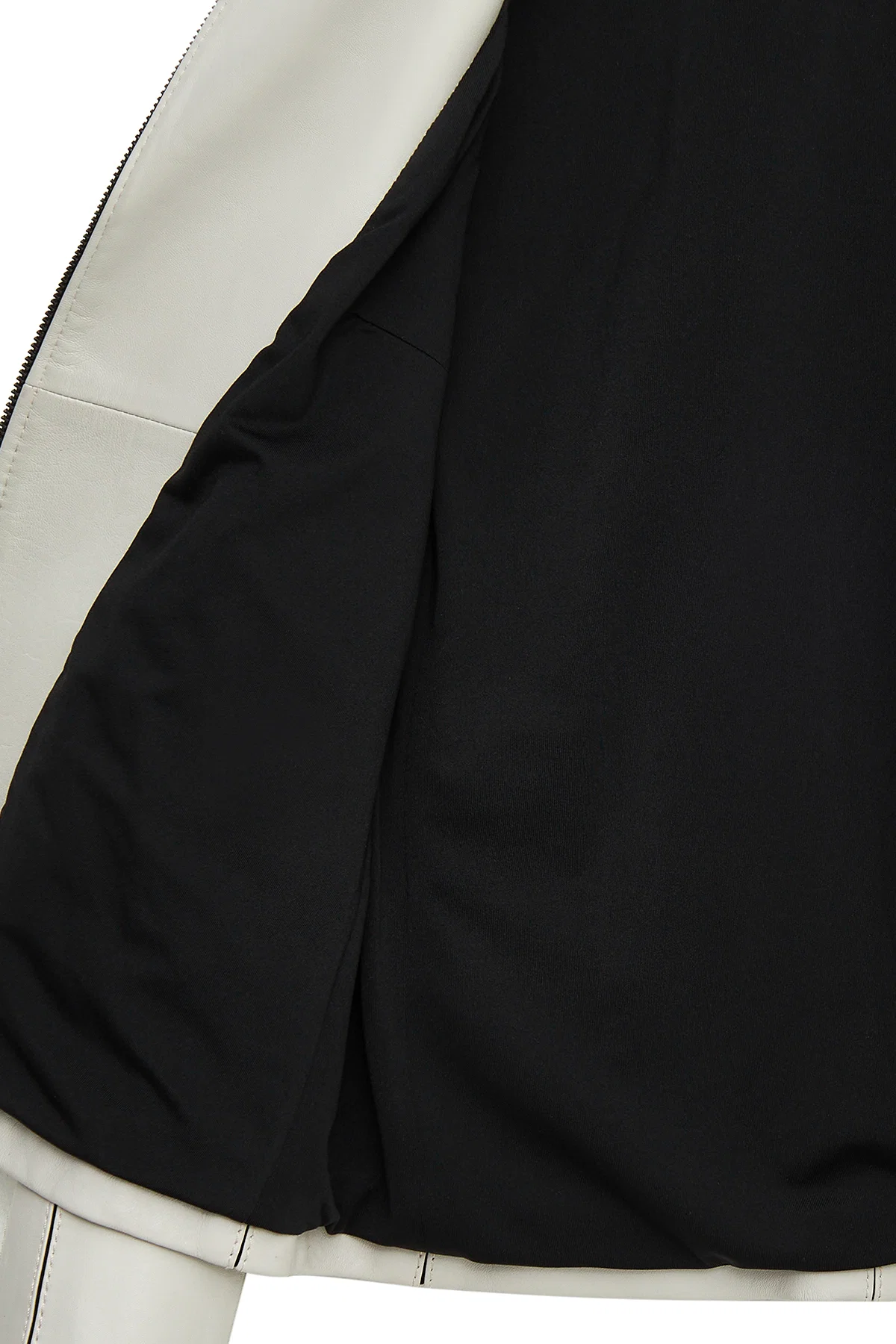 Kiara Kadın Bej Slim-Fit Biker Deri Ceket - Image 5