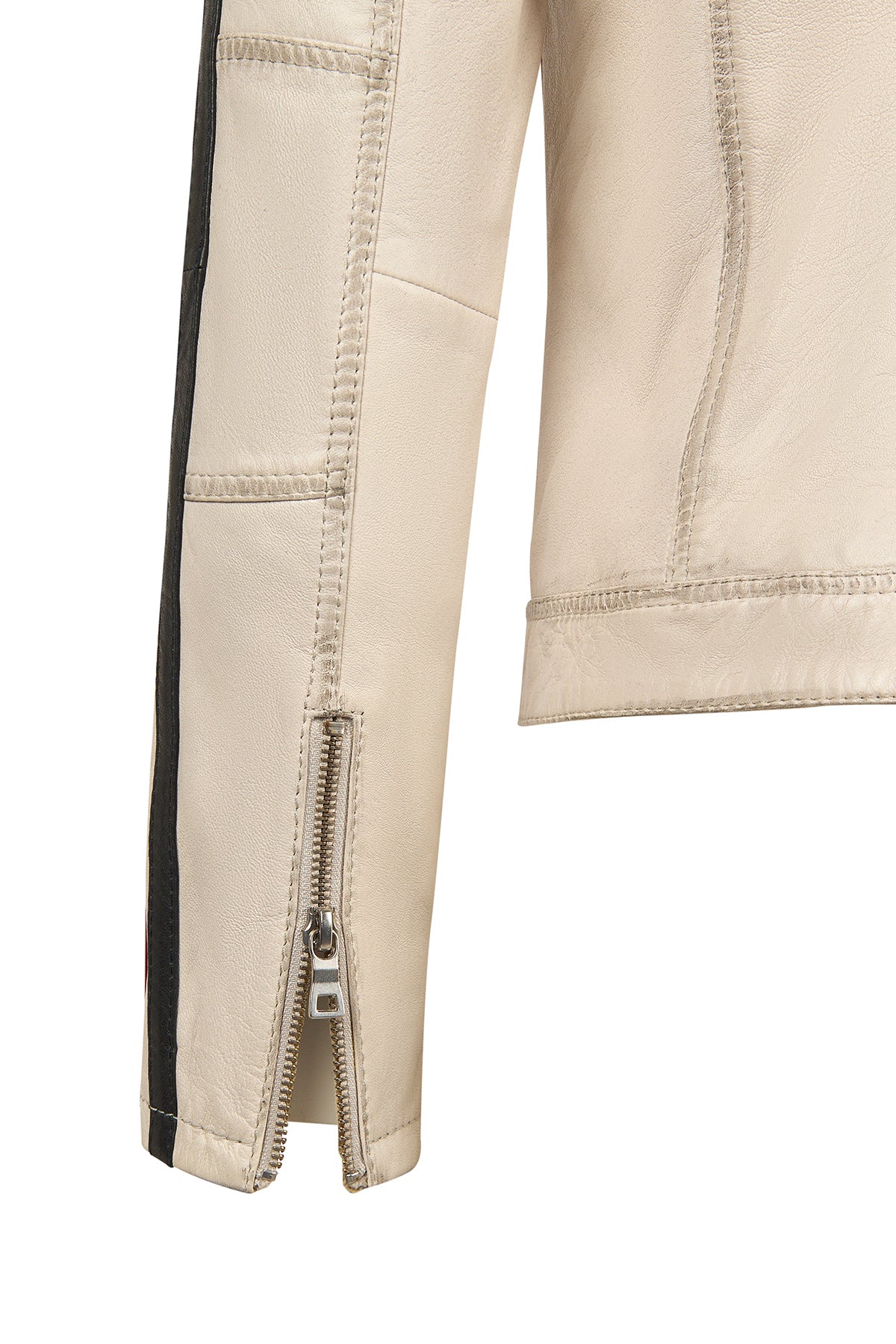 Ladyracer Kadın Beyaz Armalı Slim-Fit Deri Ceket - Image 4
