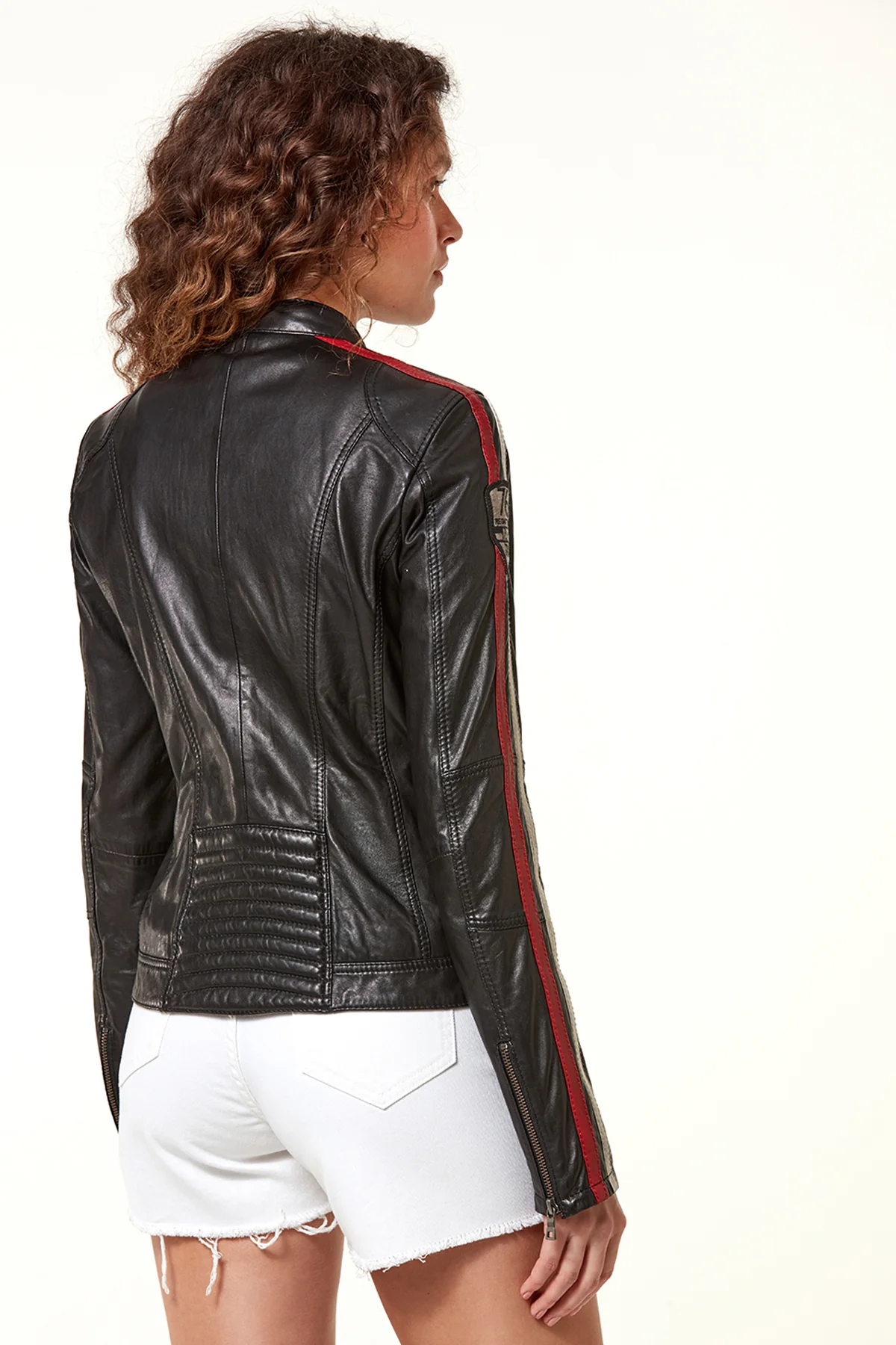 Ladyracer Kadın Siyah Armalı Spor Deri Mont - Image 4