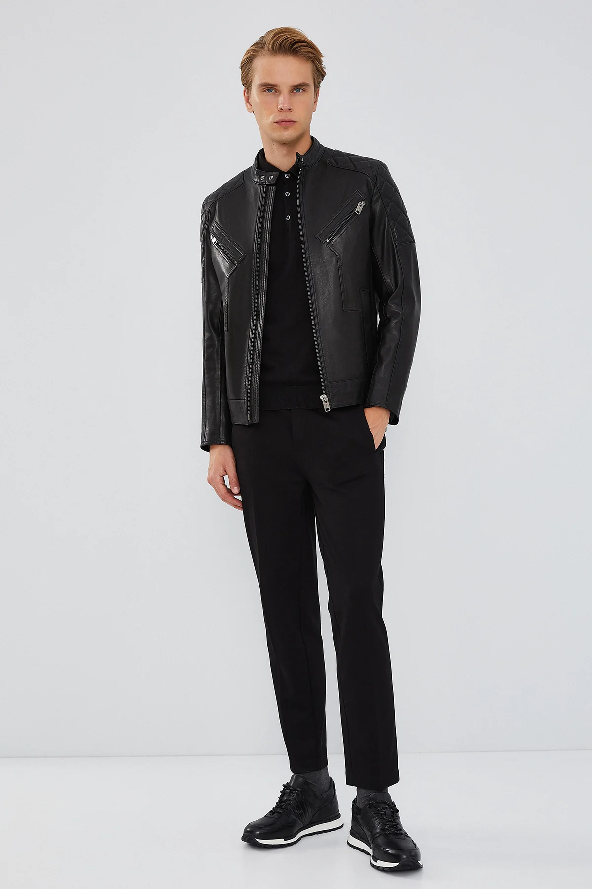 Lilard Erkek Siyah Slim-Fit Spor Deri Mont - Image 6