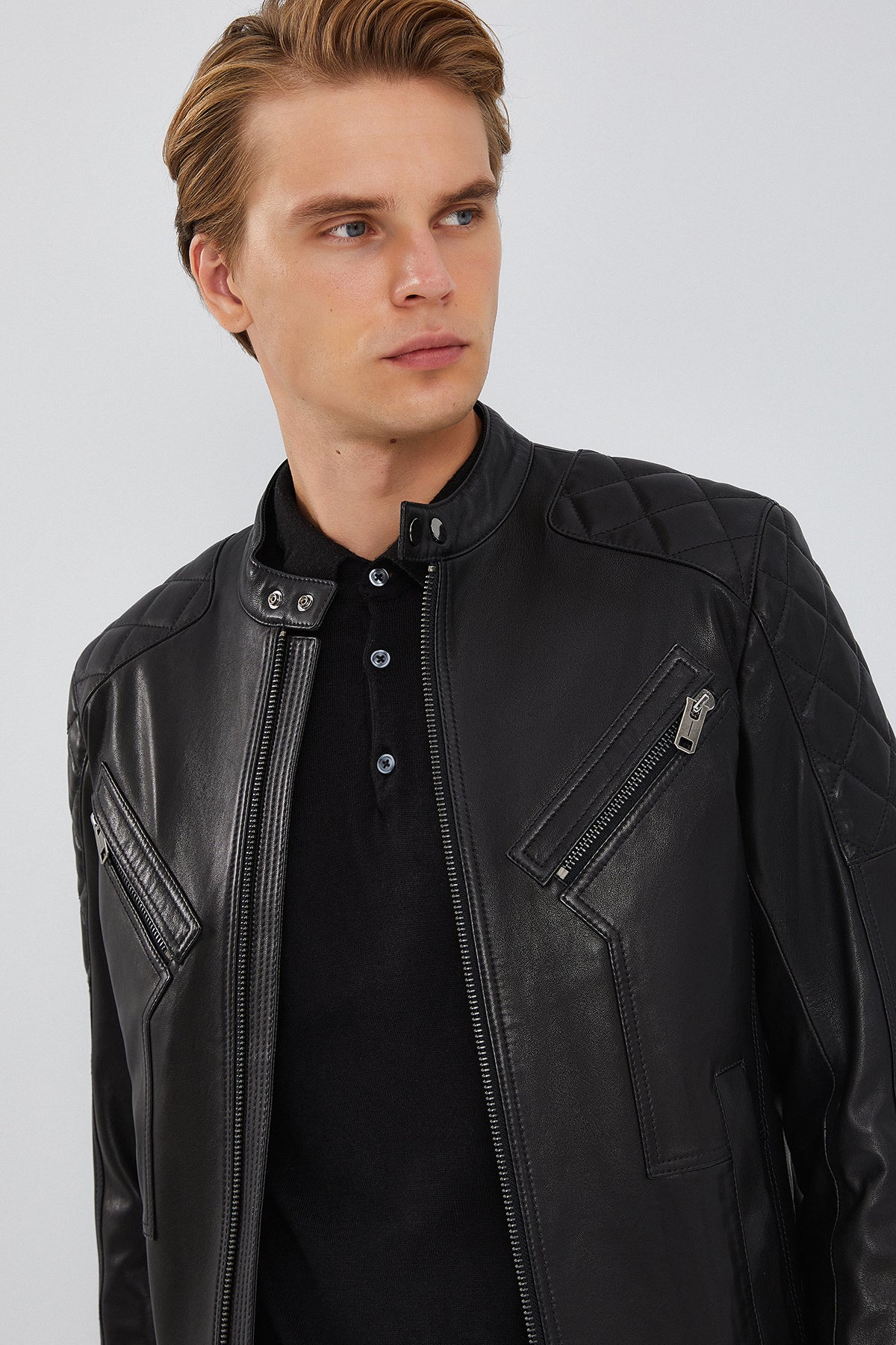 Lilard Erkek Siyah Slim-Fit Spor Deri Mont - Image 7