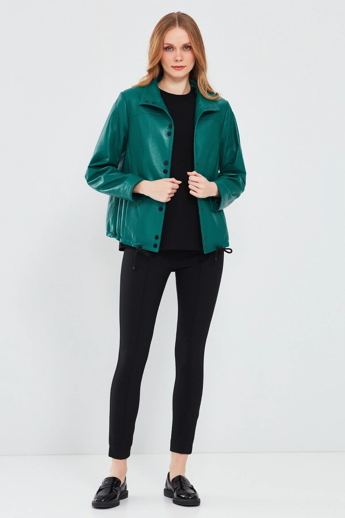 Lopez Kadın Yeşil Oversize Deri Ceket - Image 7