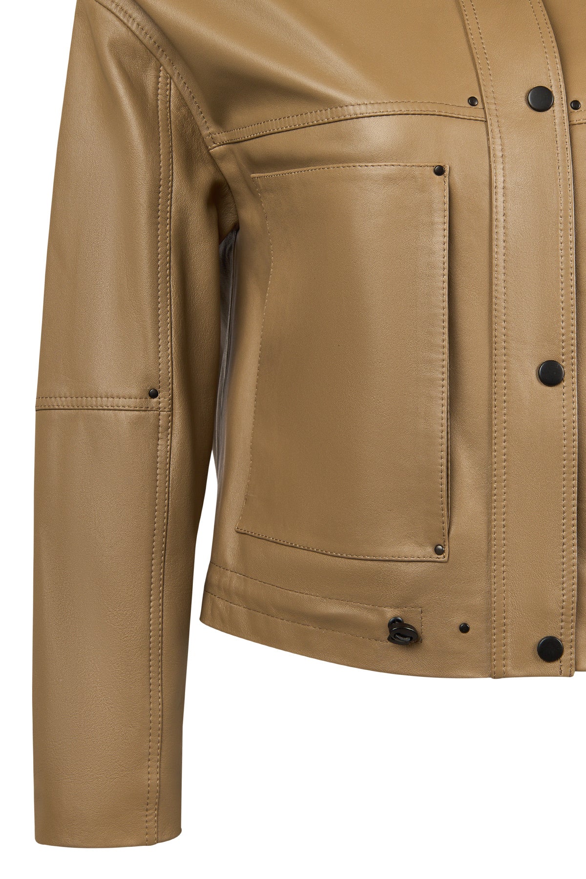 Madlen Kadın Kahverengi Oversize Deri Ceket - Image 10