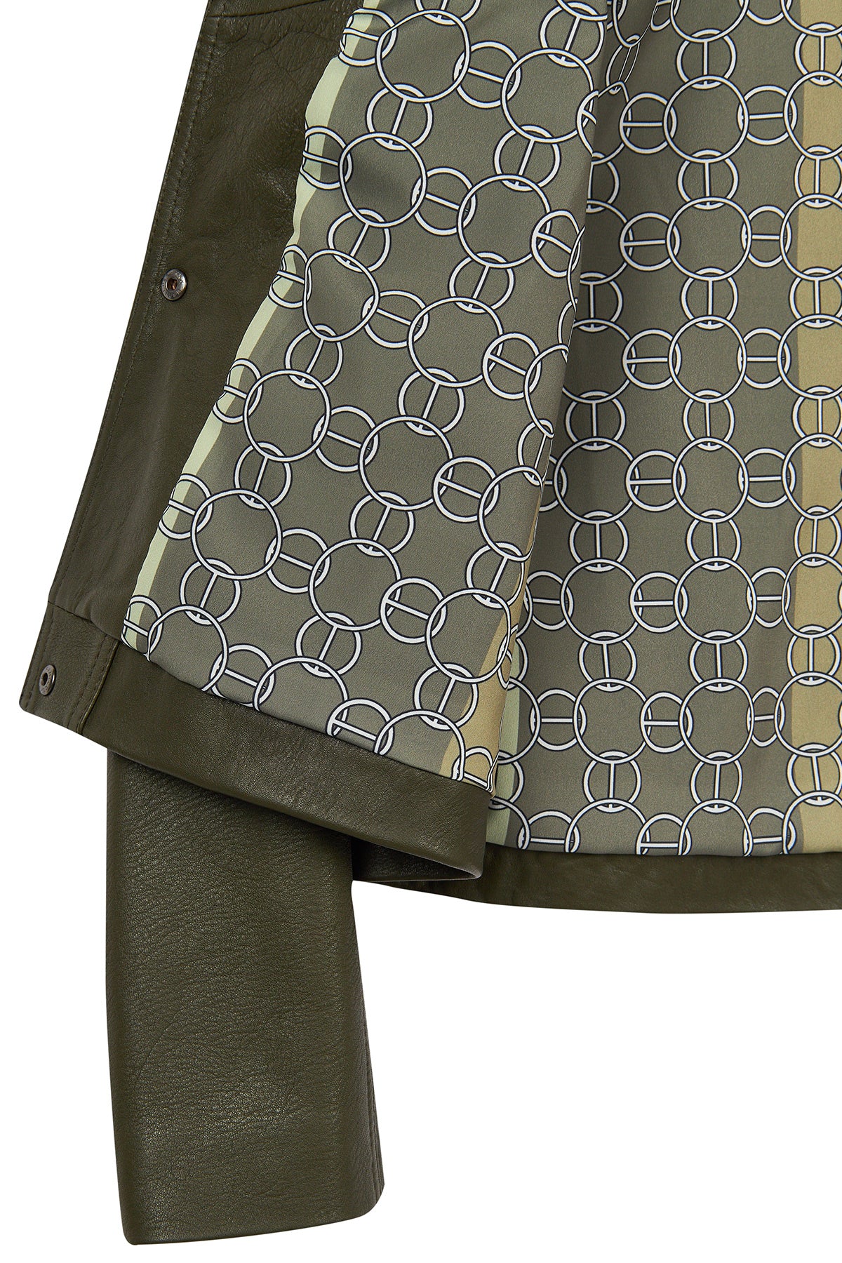Madlen Kadın Yeşil Oversize Deri Ceket - Image 7