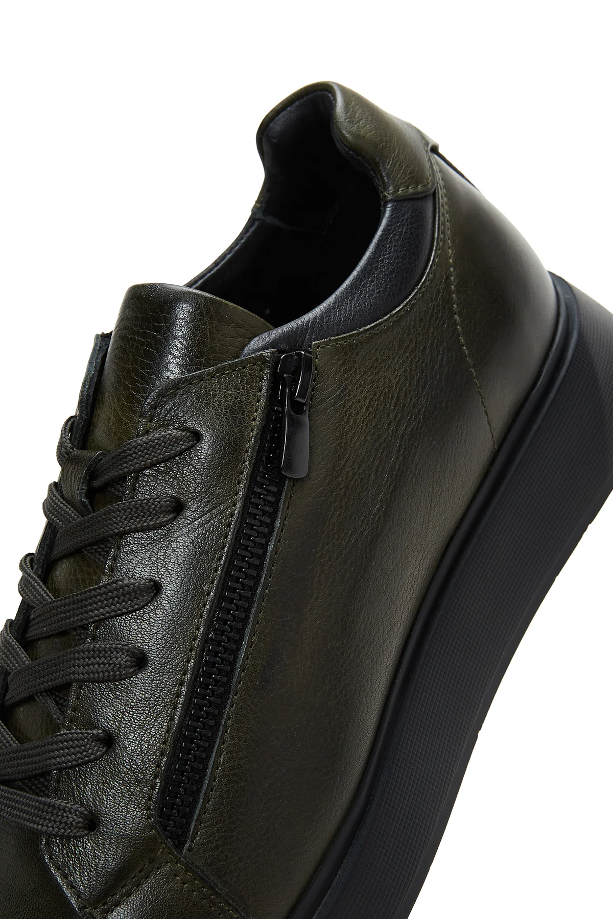 Erkek Haki Deri Sneaker - Image 7