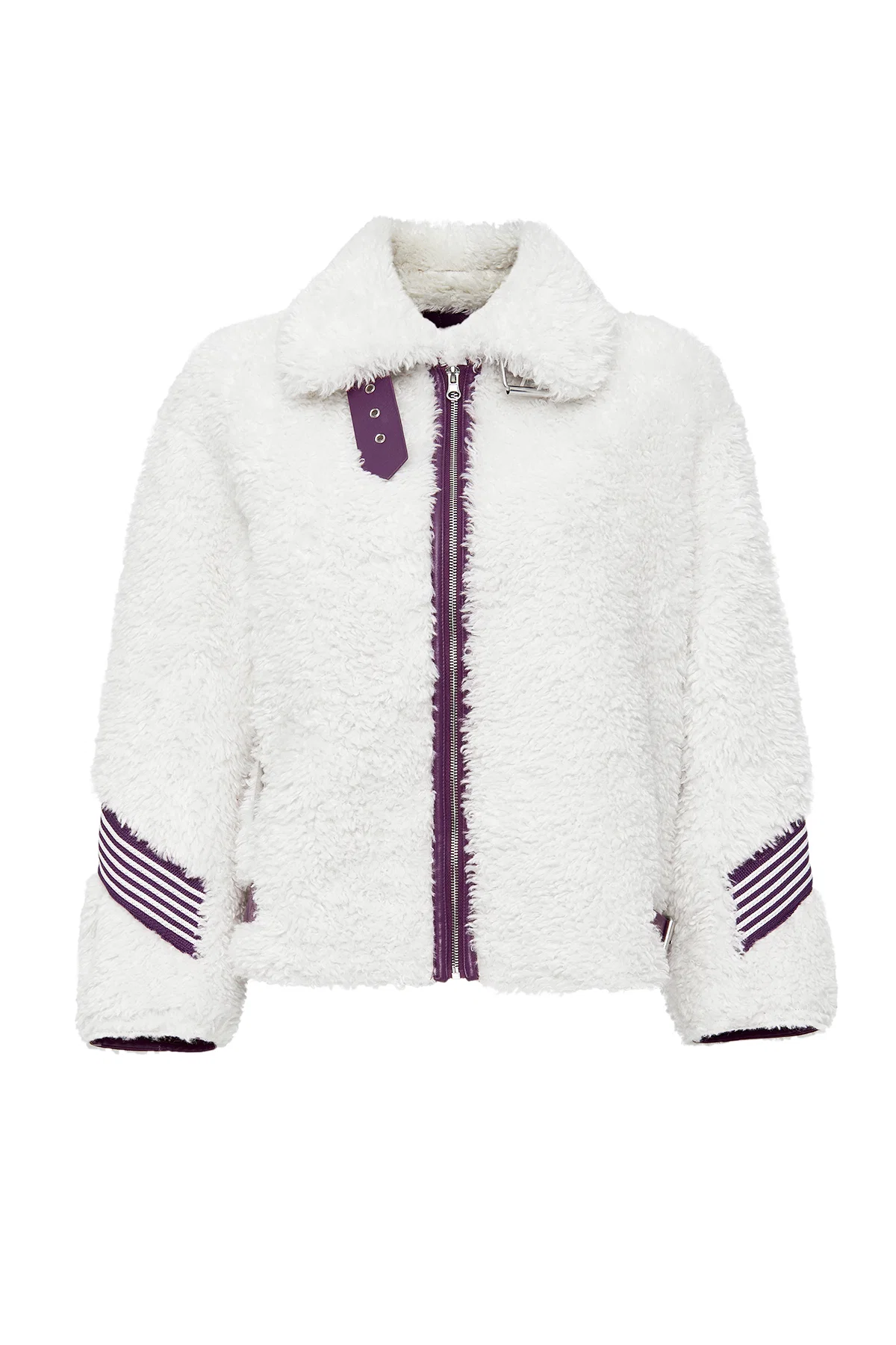 Meribel Kadın Çok Renkli Mor Çizgi Detaylı Teddy Mont - Image 3