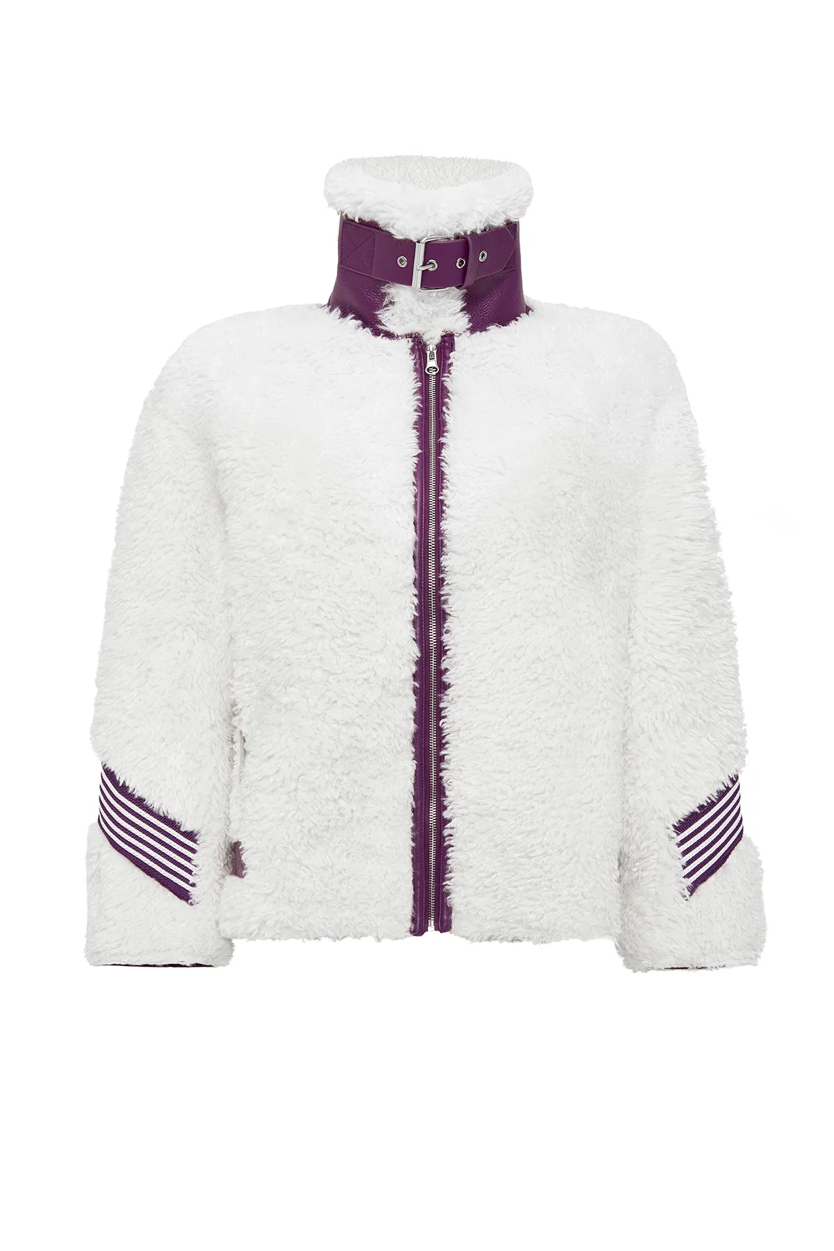 Meribel Kadın Çok Renkli Mor Çizgi Detaylı Teddy Mont - Image 5