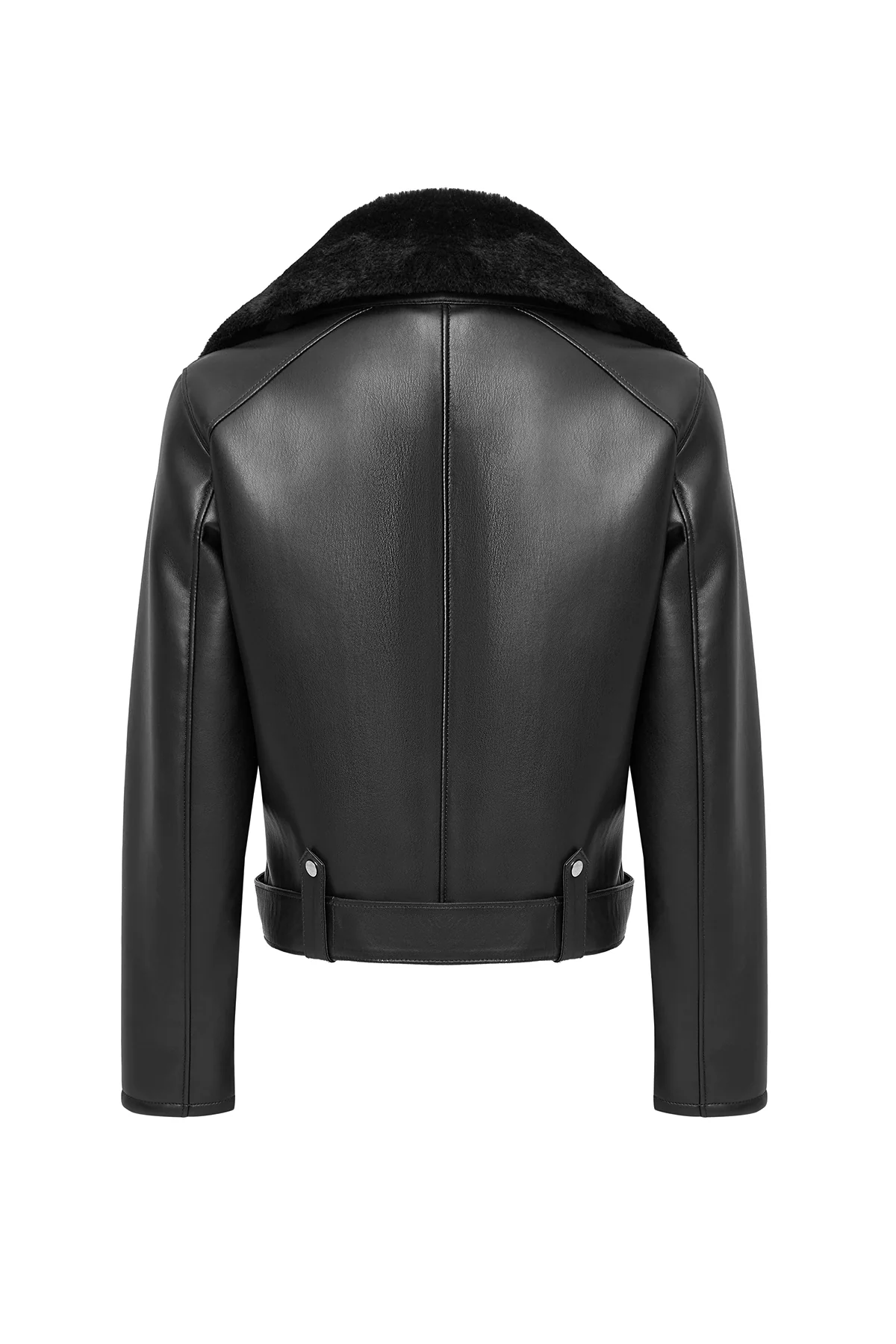Mexico Kadın Siyah Teddy Biker Deri Ceket - Image 10