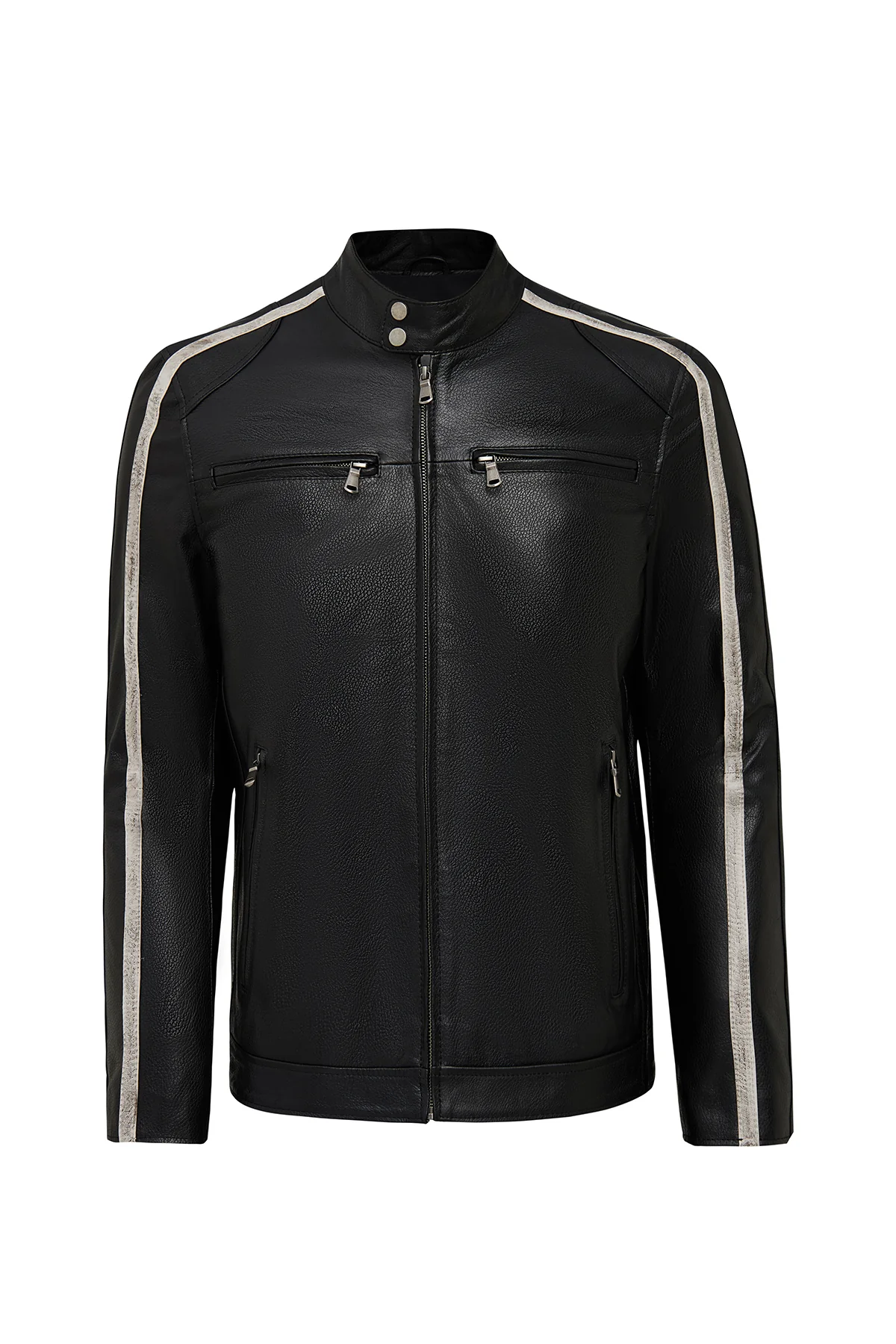 Middleton Erkek Siyah Slim-Fit Kısa Deri Ceket - Image 2