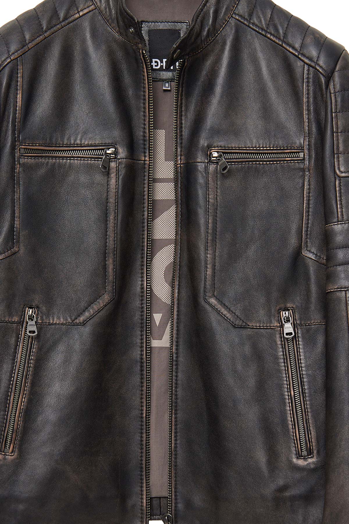 Morant Erkek Kahverengi Vintage Slim-Fit Deri Ceket - Image 13