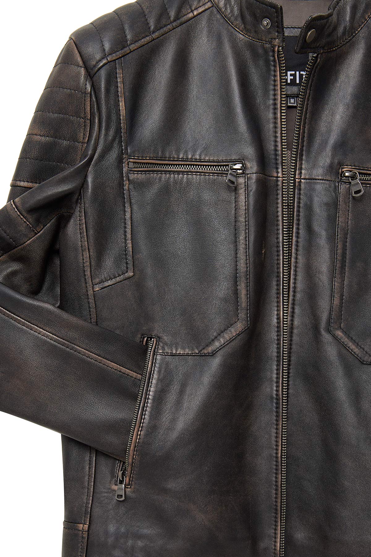 Morant Erkek Kahverengi Vintage Slim-Fit Deri Ceket - Image 16