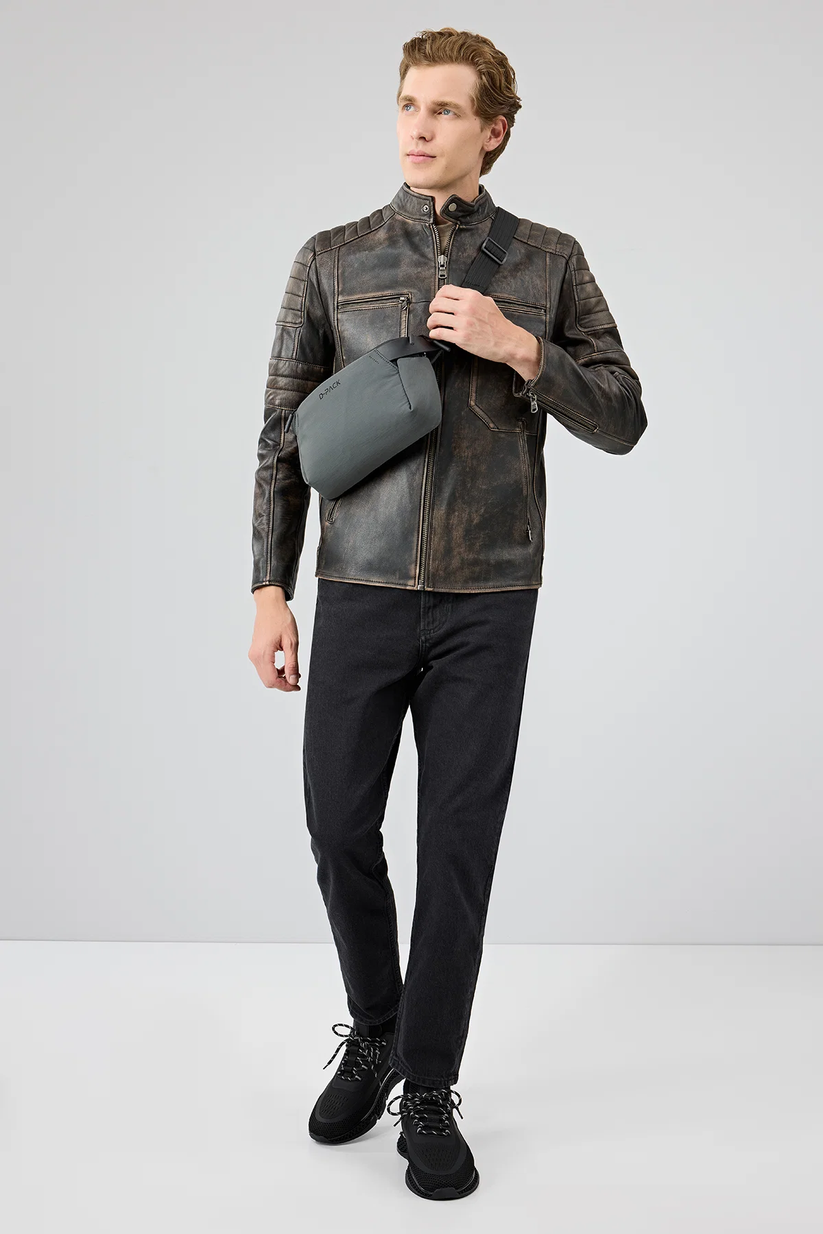 Morant Erkek Kahverengi Vintage Slim-Fit Deri Ceket - Image 8