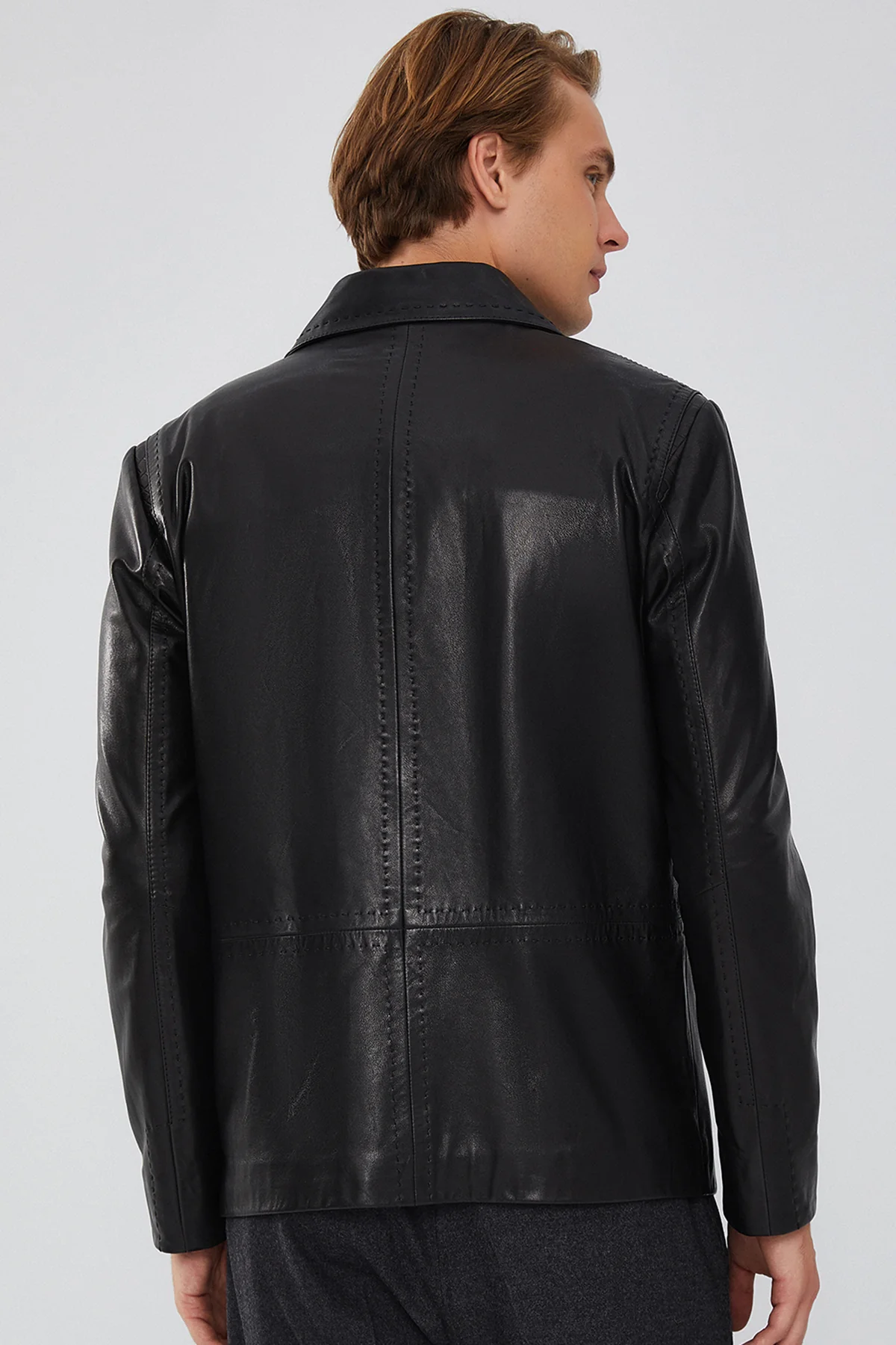 Oblak Erkek Siyah Blazer Deri Ceket - Image 5