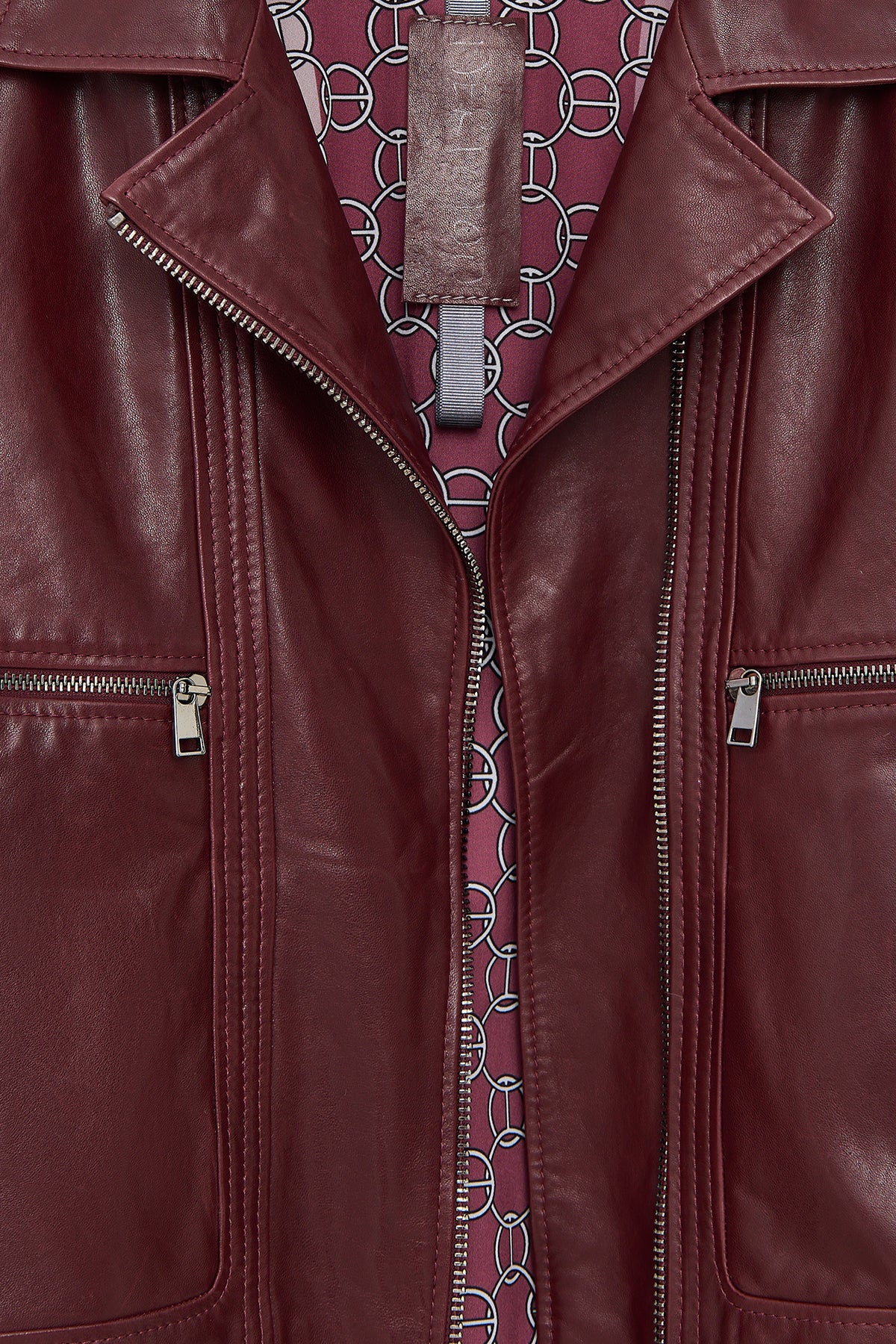 Paloma Kadın Bordo Kısa Oversize Biker Deri Ceket - Image 4