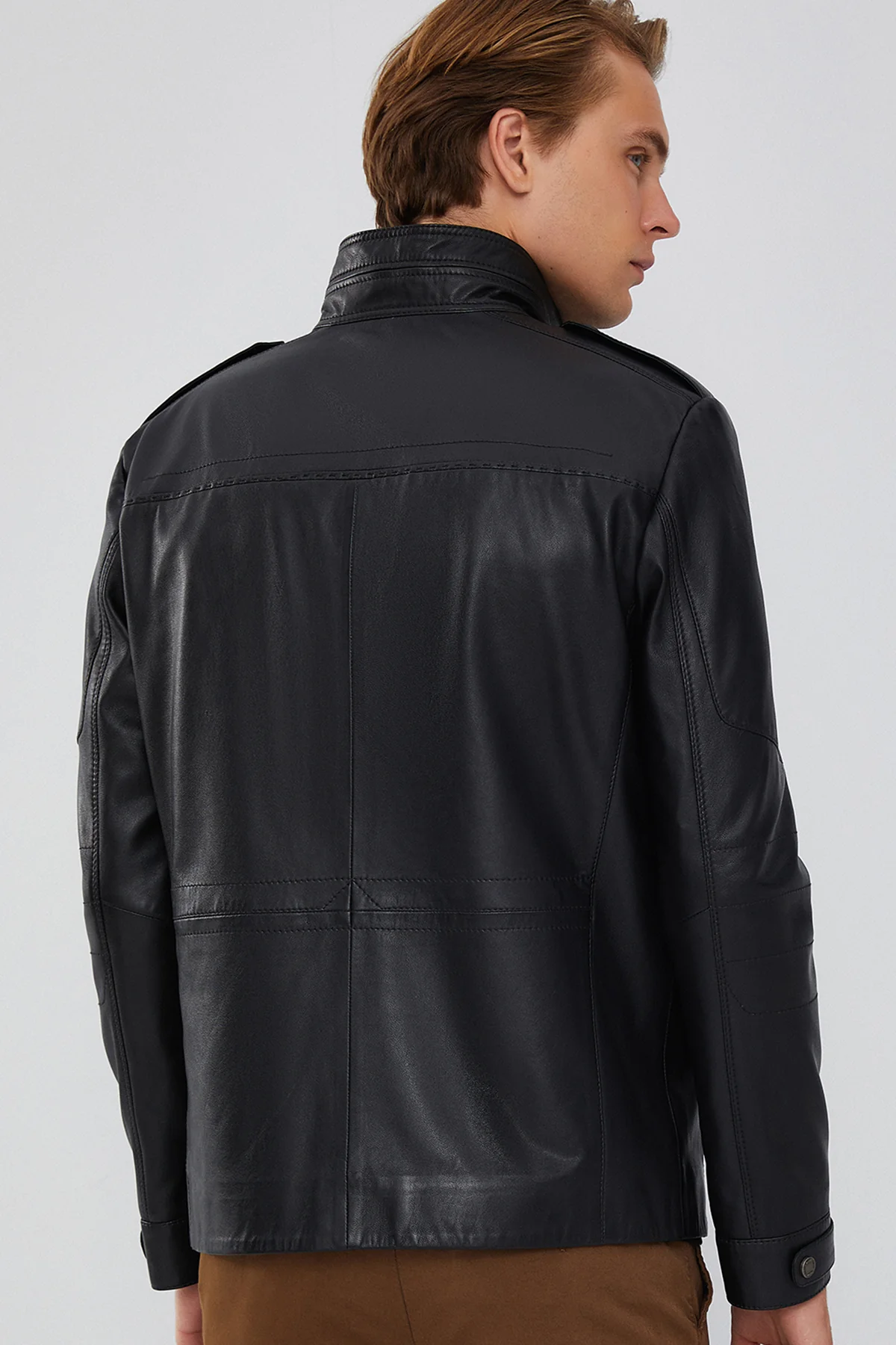 Pascal Erkek Siyah Spor Blazer Deri Ceket - Image 4