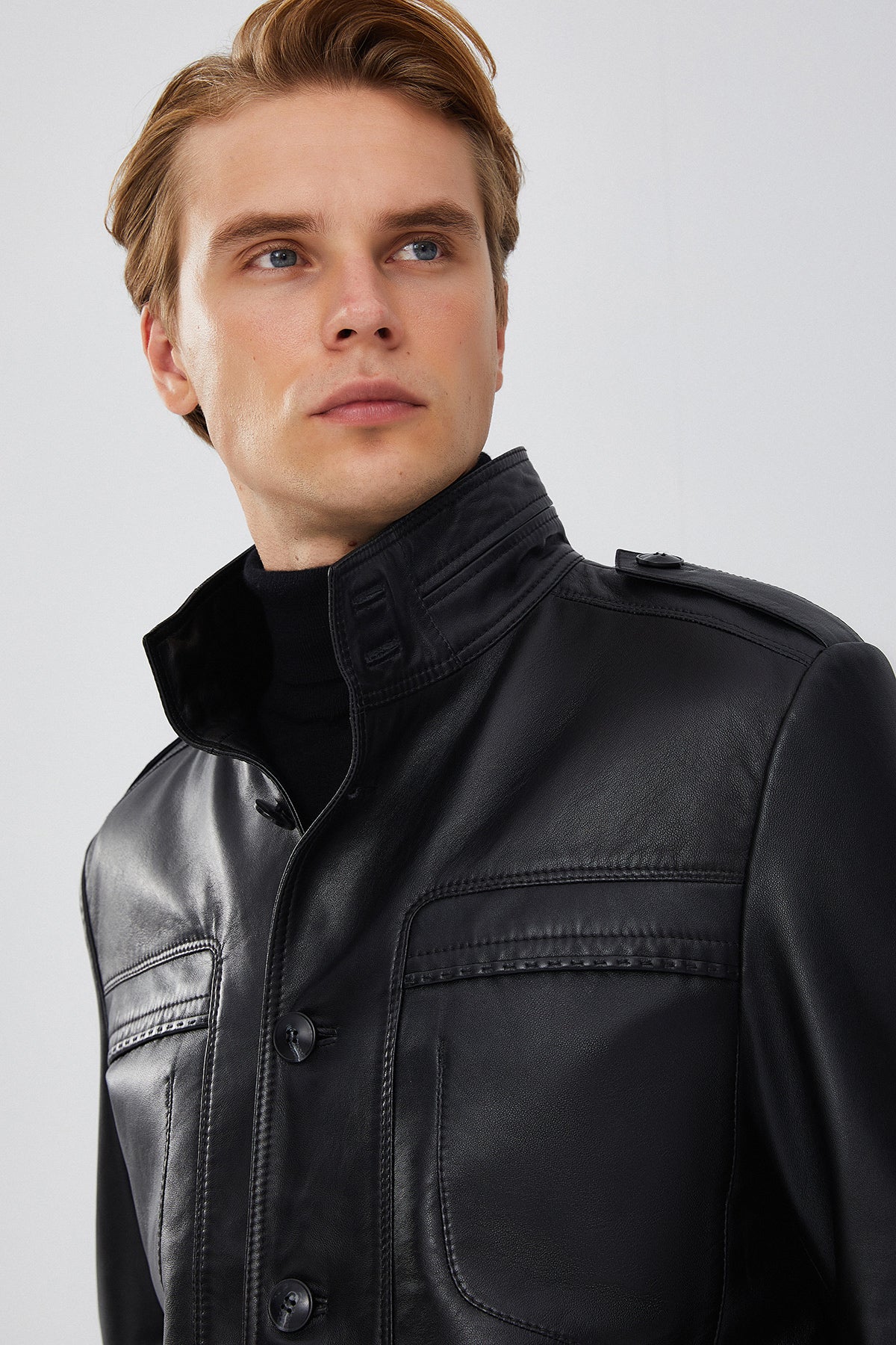 Pascal Erkek Siyah Spor Blazer Deri Ceket - Image 9