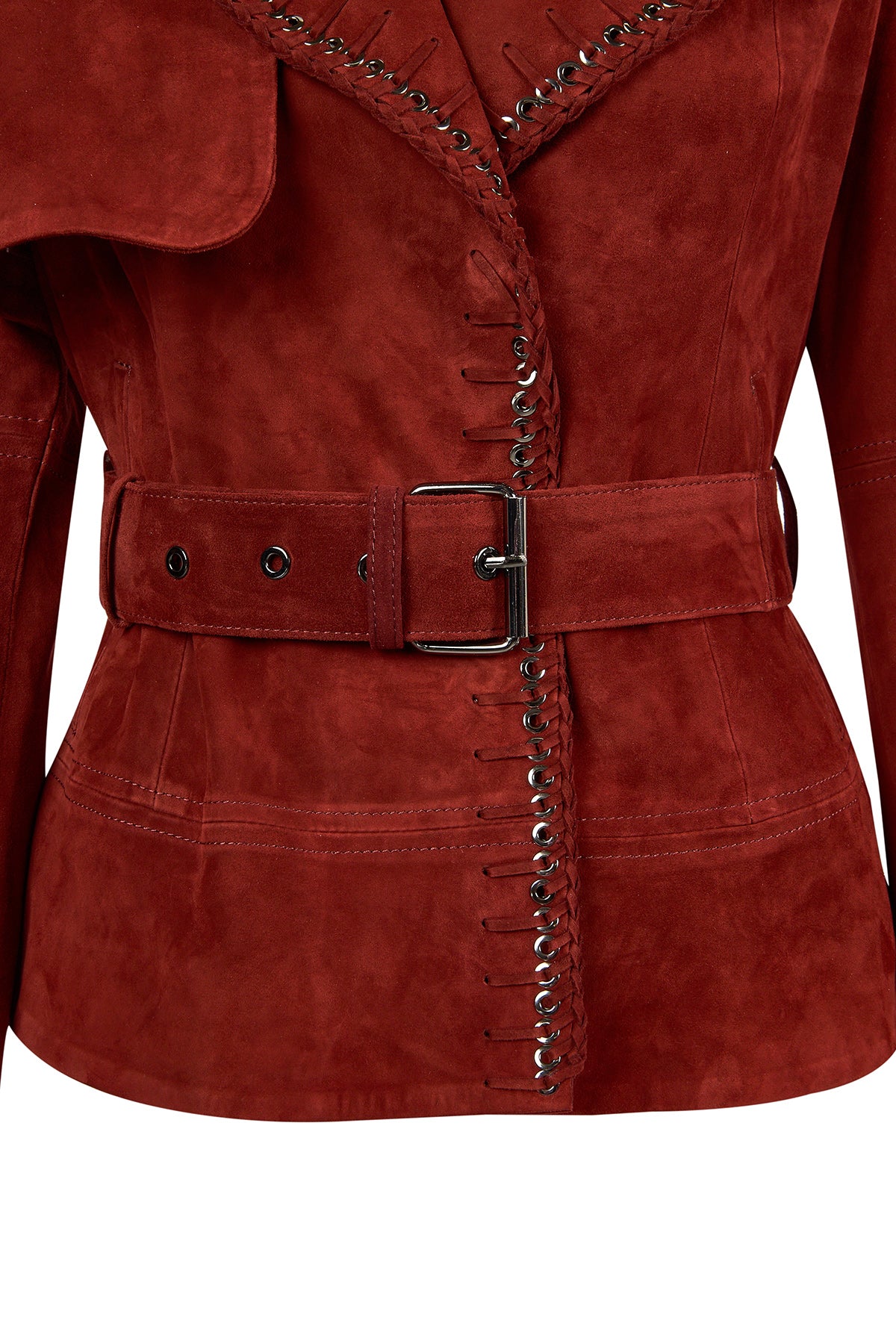 Patricia Kadın Bordo Biker Süet Deri Ceket - Image 6