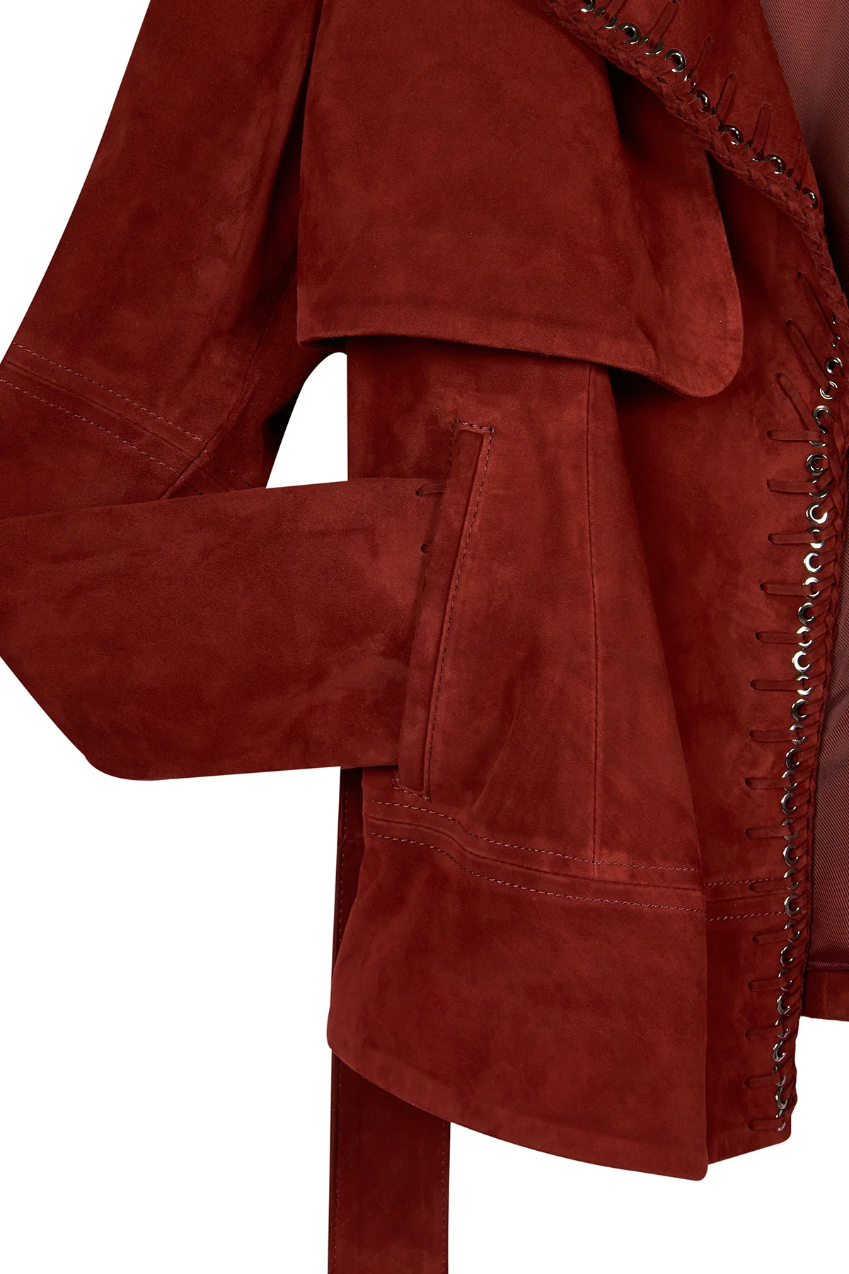 Patricia Kadın Bordo Biker Süet Deri Ceket - Image 8