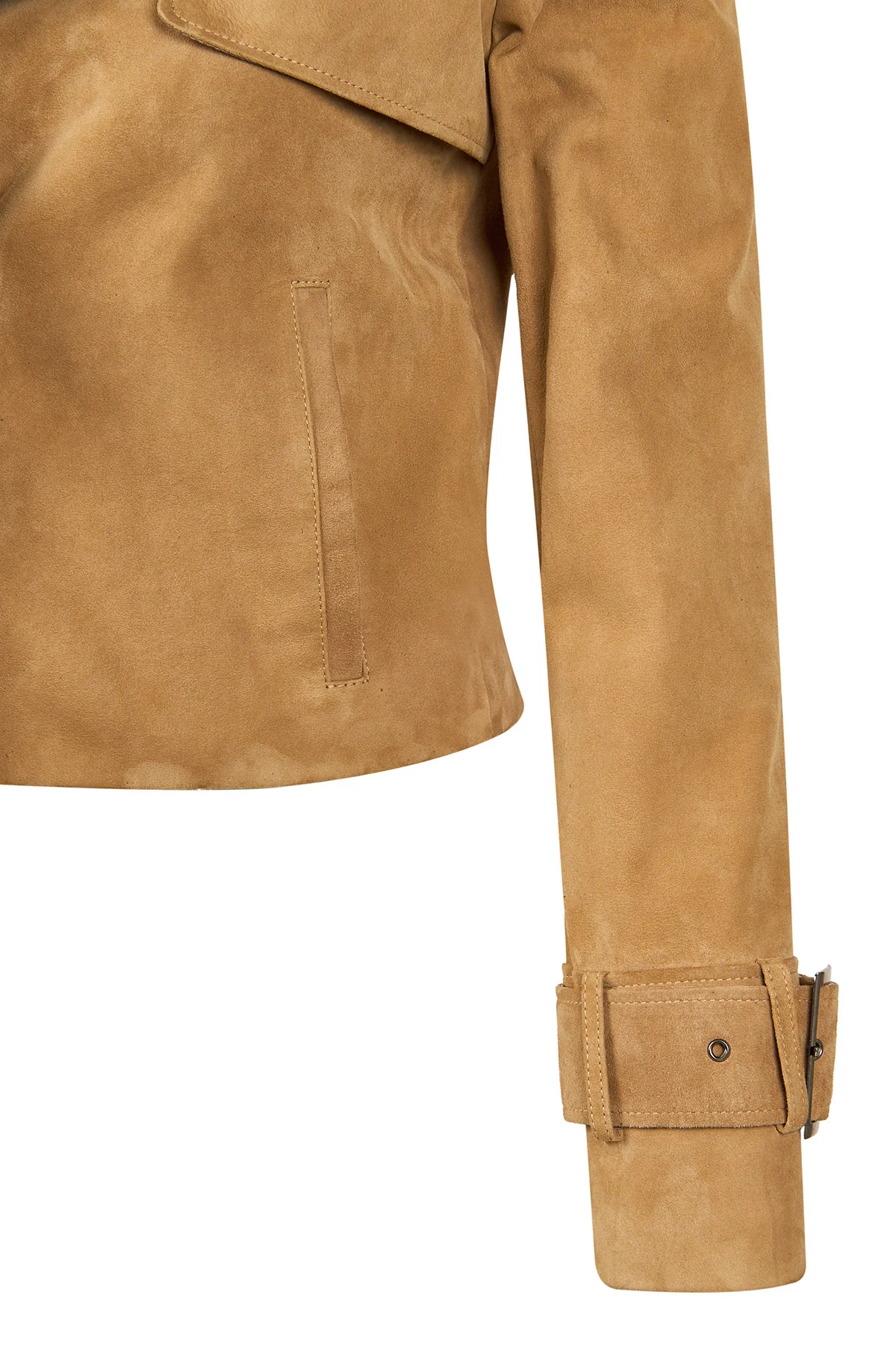 Portofino Kadın Camel Süet Deri Ceket - Image 11
