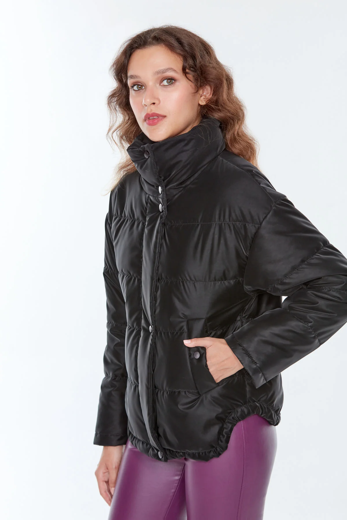 Quebec Kadın Siyah Softwear Mont - Image 3