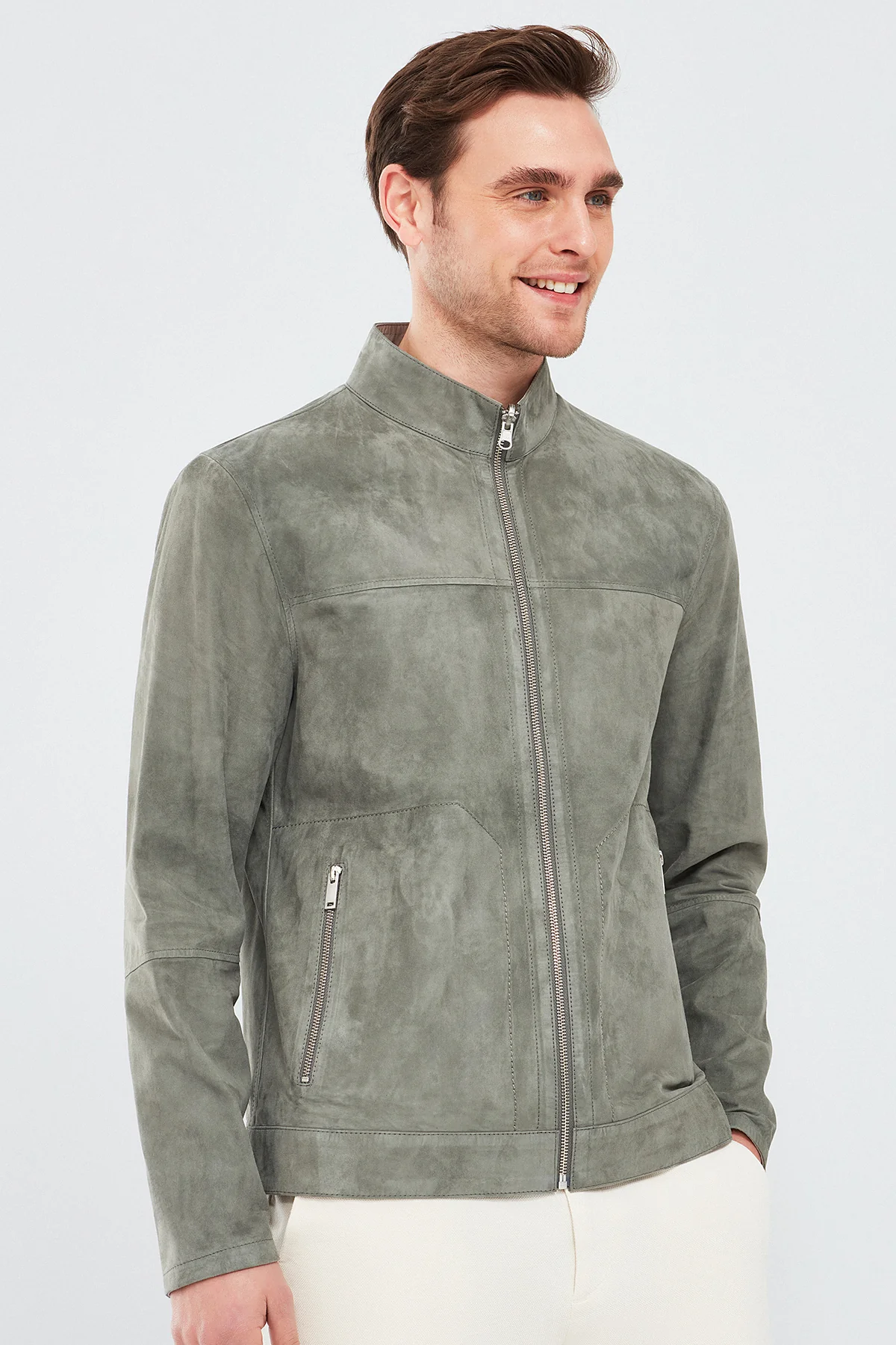 Rakitic Erkek Yeşil Çift Taraflı Süet Deri Mont - Image 3