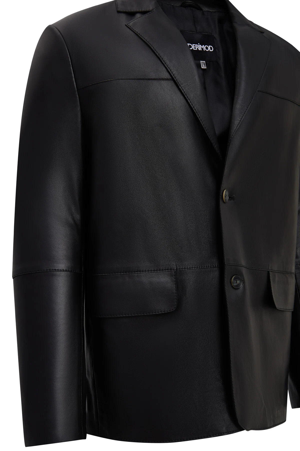 Rodrygo Erkek Siyah Blazer Deri Ceket - Image 5