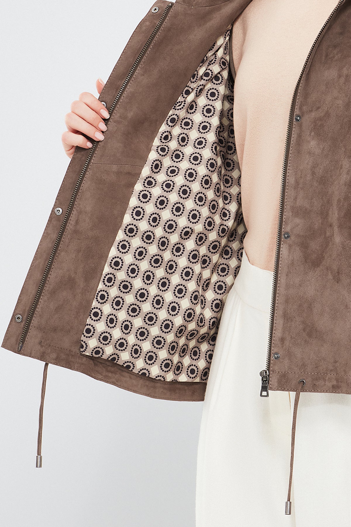 Rosy Kadın Vizon Oversize Süet Deri Ceket - Image 7