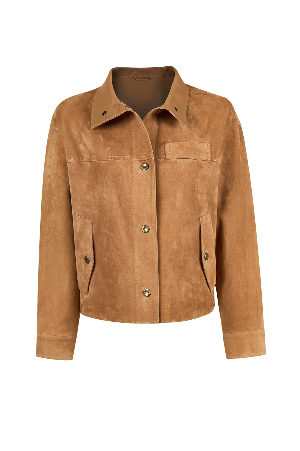 Sandiego Kadın Camel Oversize Süet Deri Ceket - Image 3