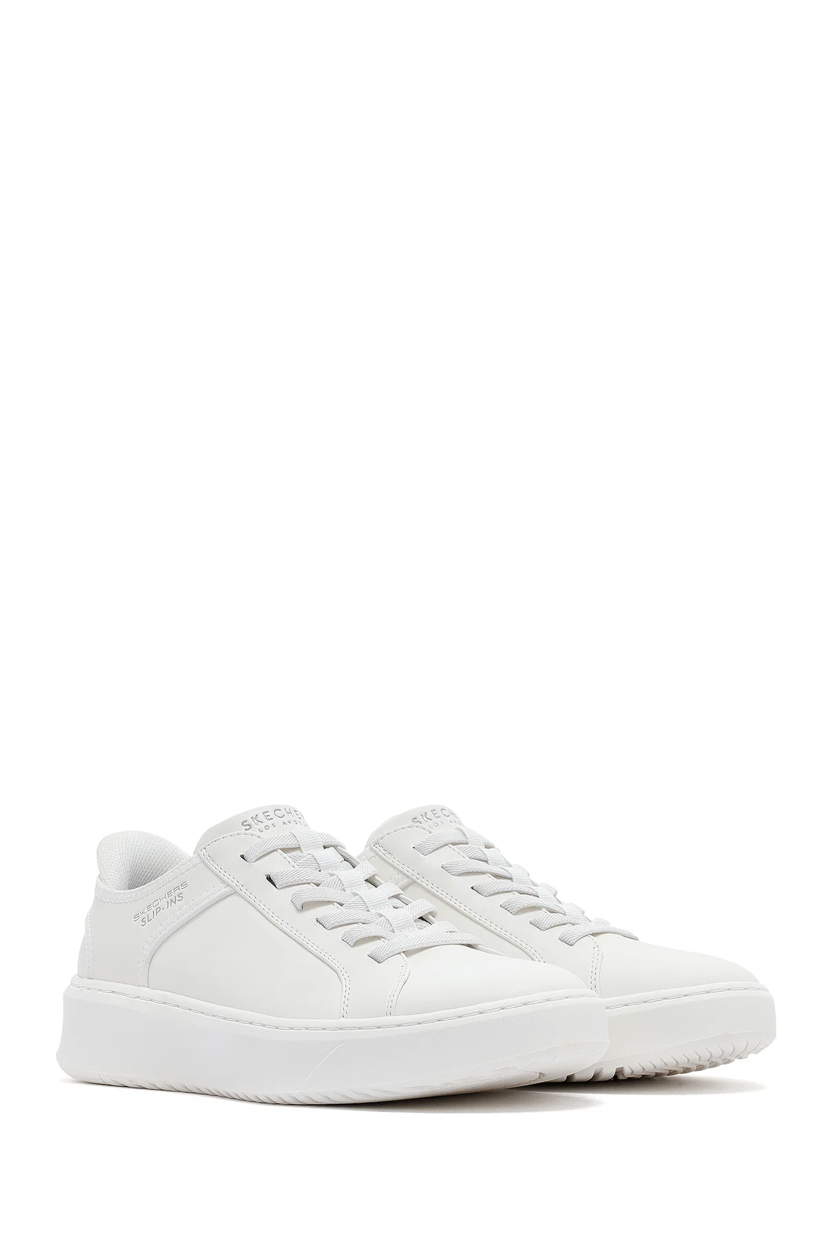 Skechers Erkek Beyaz Court Break Bağcıklı Kalın Tabanlı Deri Sneaker - Image 3