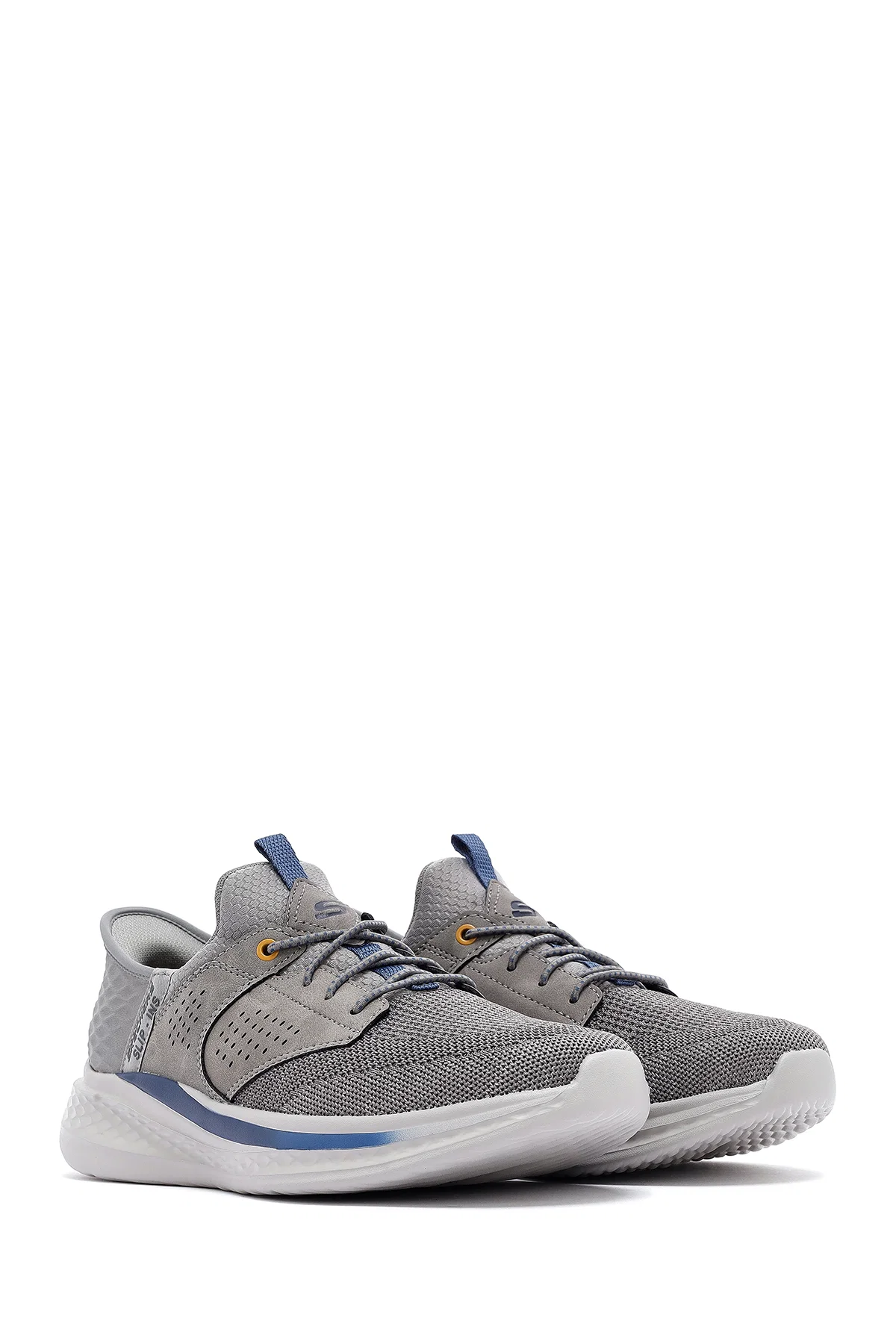 Skechers Erkek Gri Slade Bağcıklı Kalın Tabanlı Kumaş Sneaker - Image 3