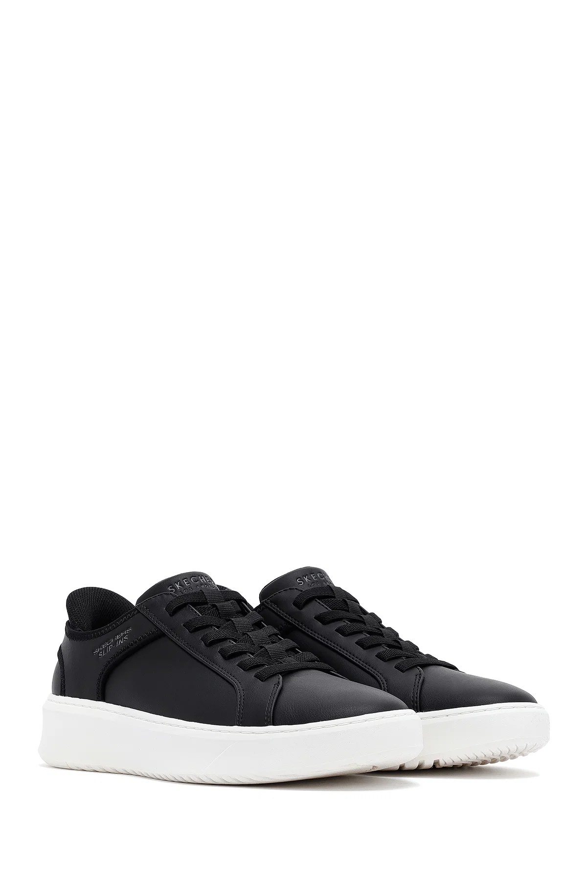 Skechers Erkek Siyah Court Break Bağcıklı Kalın Tabanlı Deri Sneaker - Image 3
