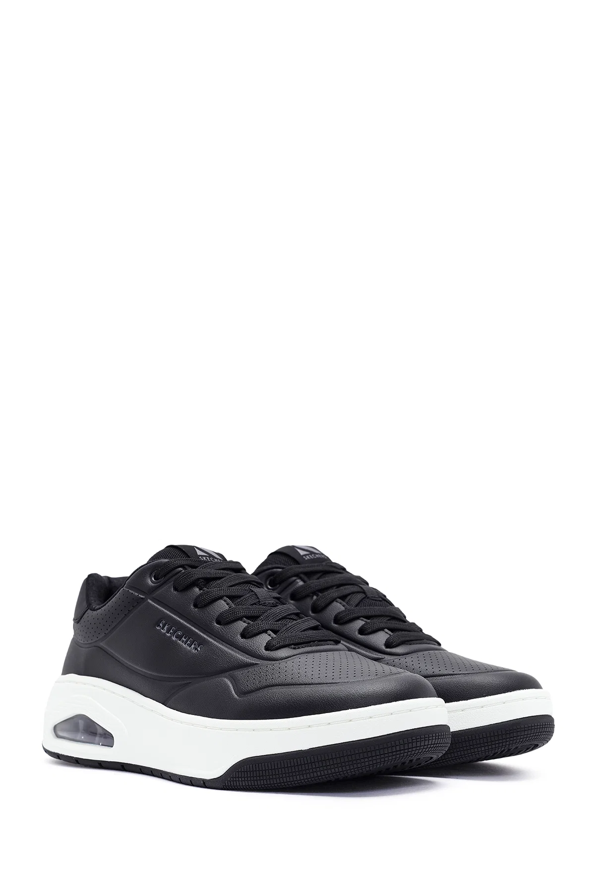 Skechers Erkek Siyah Uno Court Bağcıklı Kalın Tabanlı Sneaker - Image 3