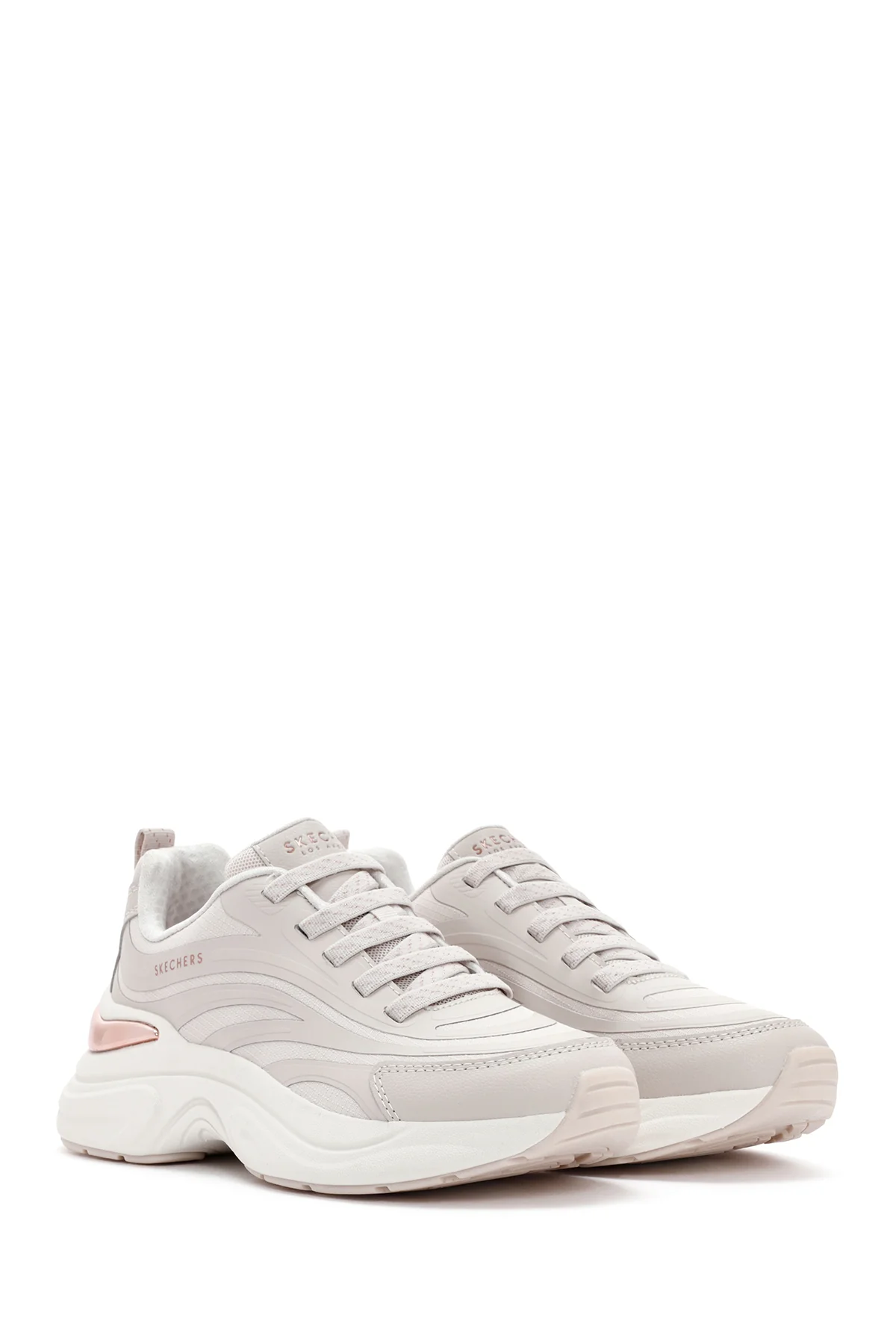 Skechers Kadın Bej Hazel - Step N Flow Bağcıklı Spor Sneaker - Image 3