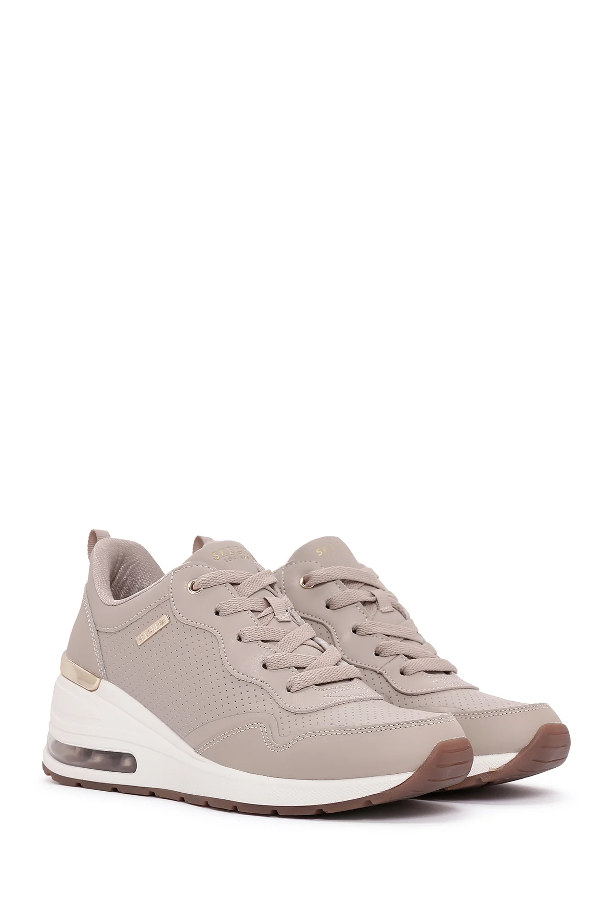 Skechers Kadın Bej Million Air-Hotter Air Kalın Tabanlı Dolgu Topuklu Sneaker - Image 3