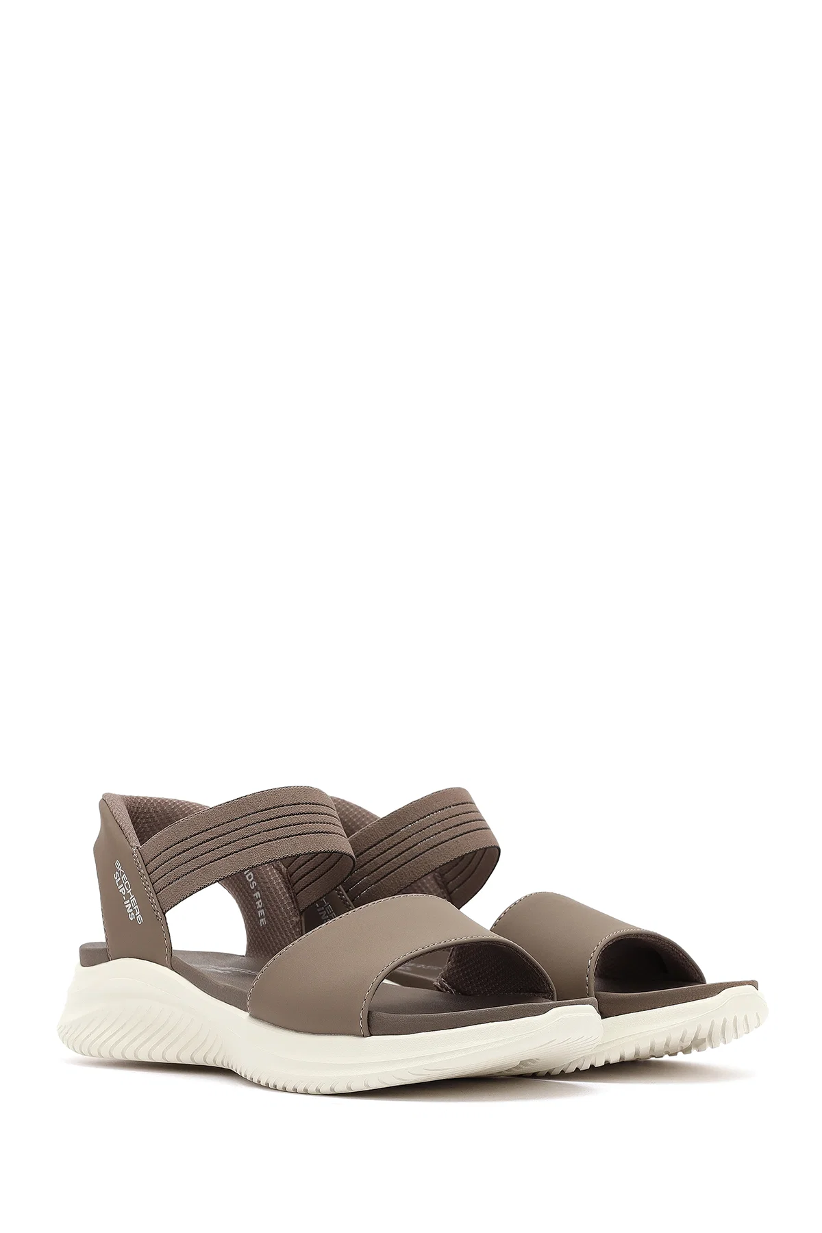 Skechers Kadın Bej Ultra Flex 3.0 - Summerville Kalın Tabanlı Kumaş Sandalet - Image 3
