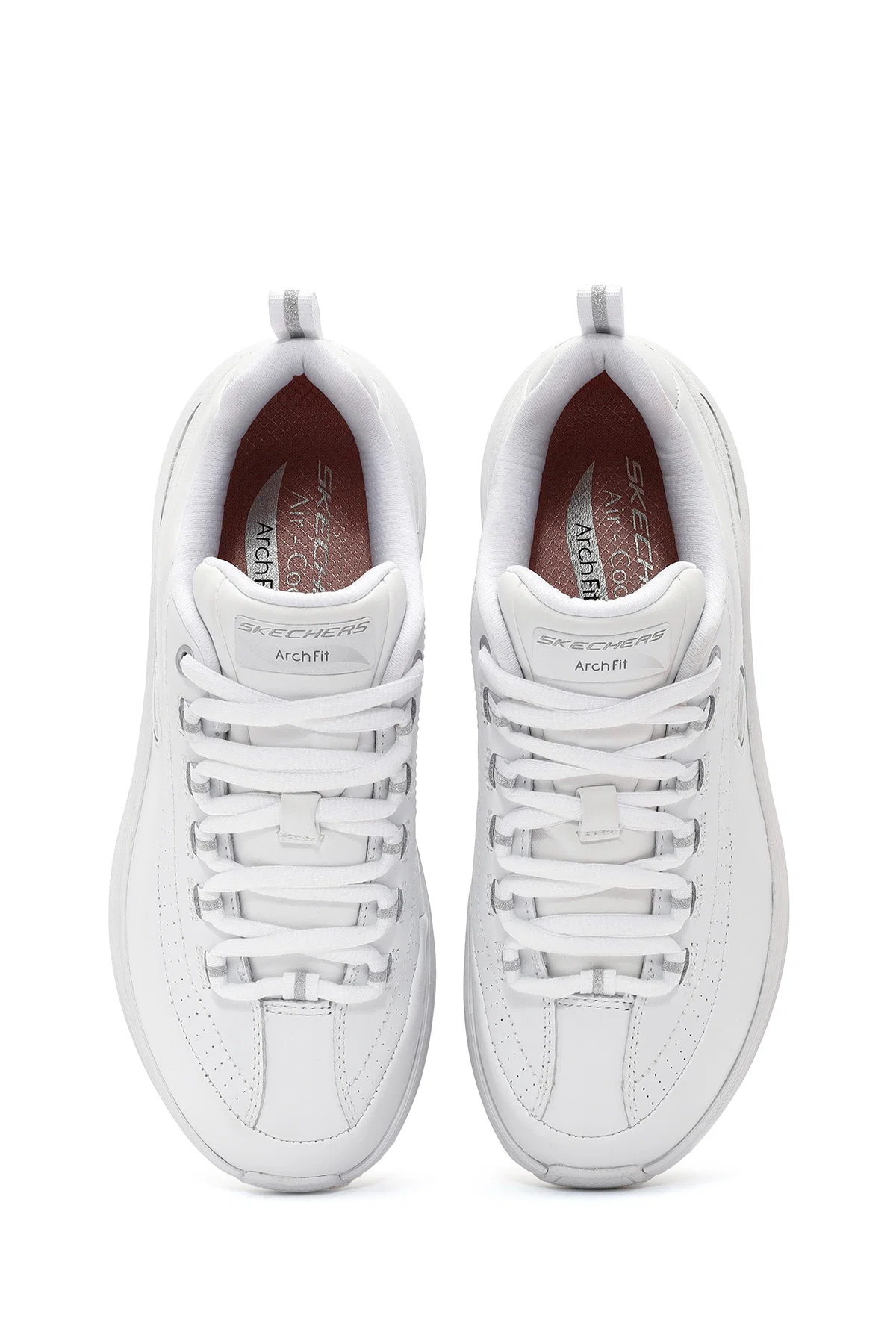 Skechers Kadın Beyaz Arch Fit Bağcıklı Kalın Tabanlı Sneaker - Image 7