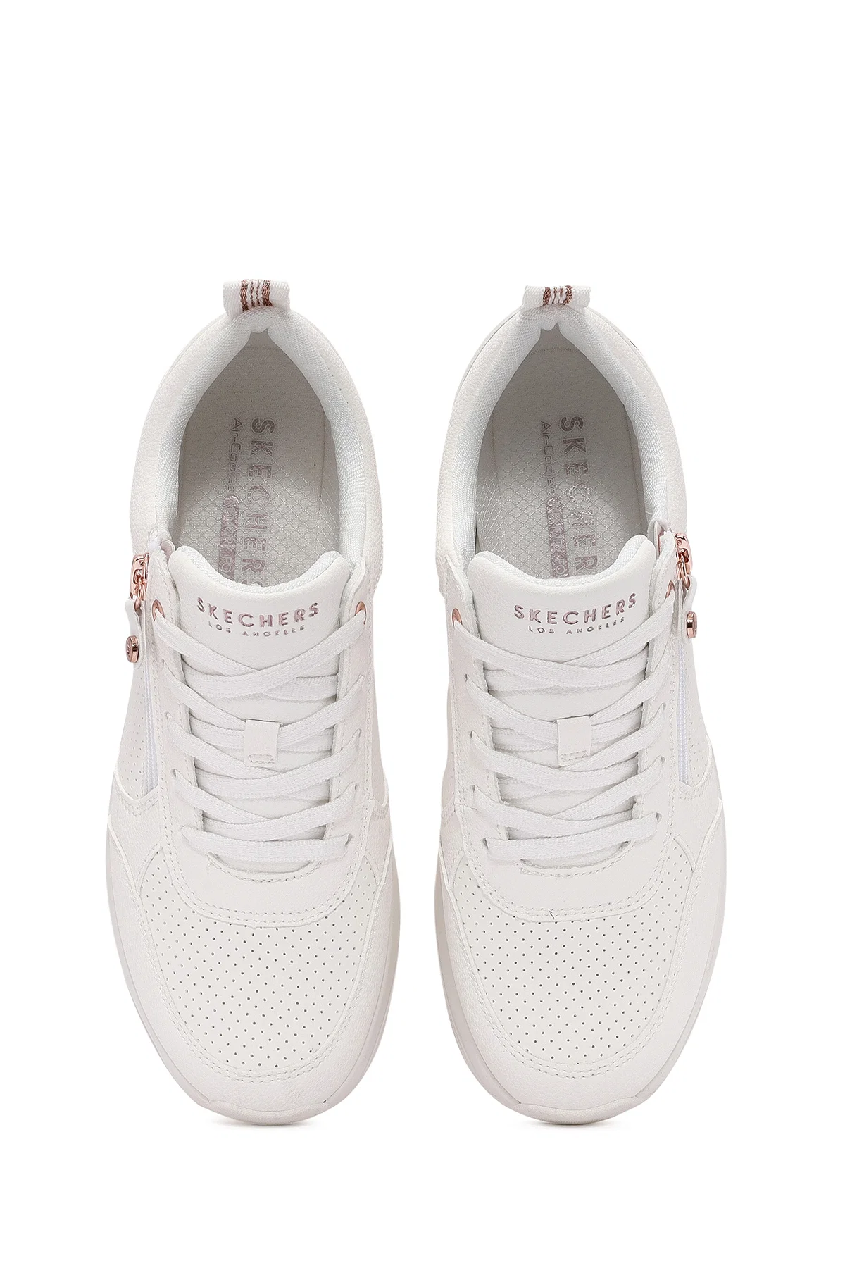 Skechers Kadın Beyaz Billion Bağcıklı Fermuar Detaylı Deri Sneaker - Image 7