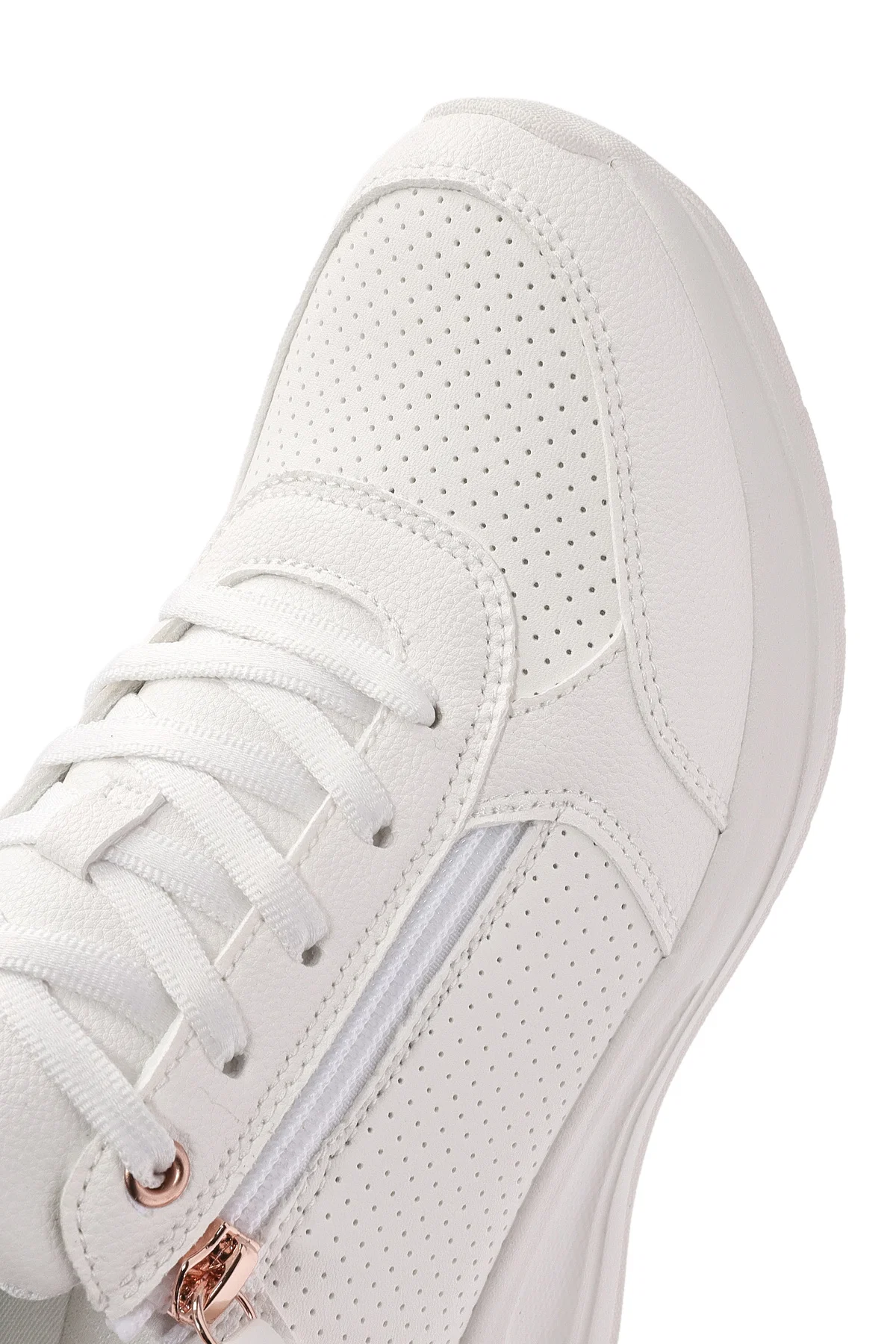 Skechers Kadın Beyaz Billion Bağcıklı Fermuar Detaylı Deri Sneaker - Image 9