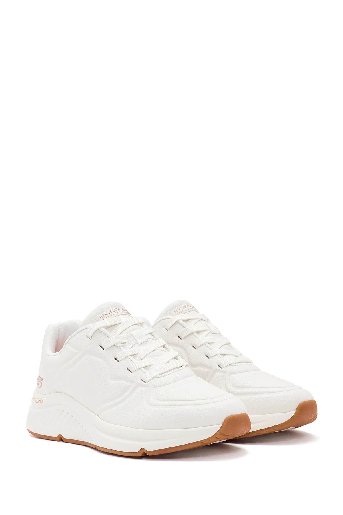 Skechers Kadın Beyaz Bobs Arch Comfort Bağcıklı Kalın Tabanlı Deri Sneaker - Image 3