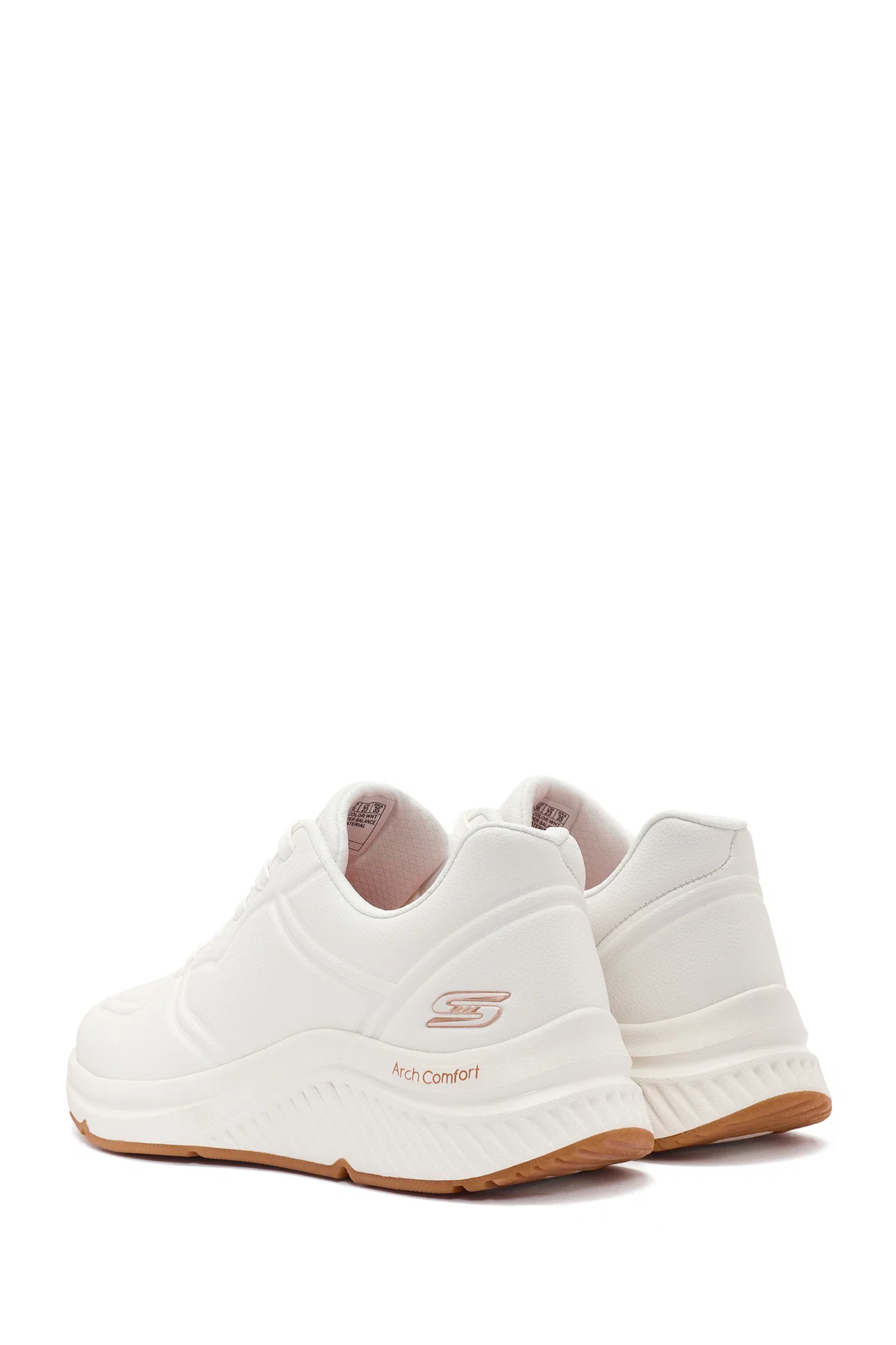 Skechers Kadın Beyaz Bobs Arch Comfort Bağcıklı Kalın Tabanlı Deri Sneaker - Image 5