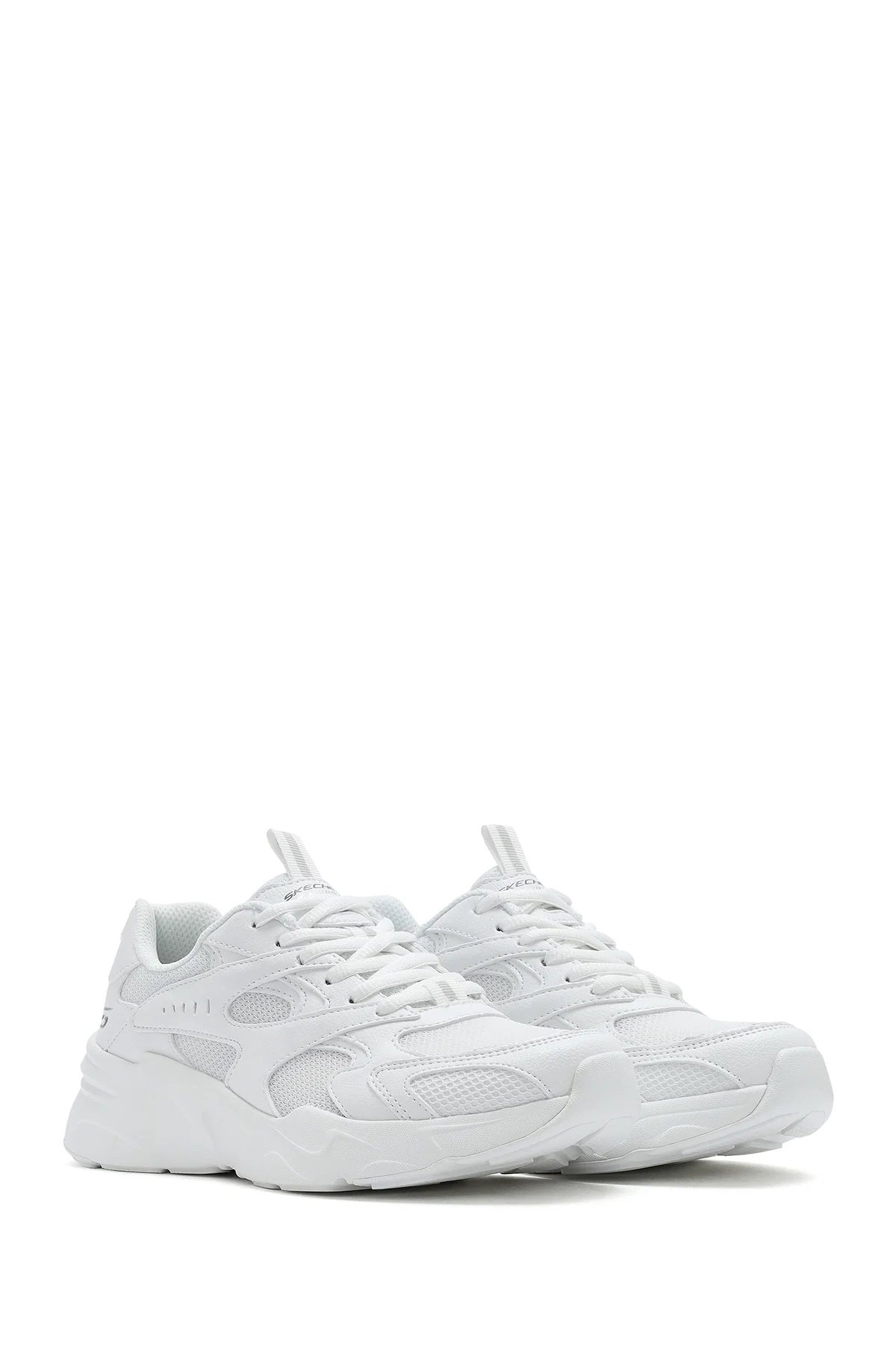 Skechers Kadın Beyaz Bobs Bamina Bağcıklı Kalın Tabanlı Kumaş Sneaker - Image 3