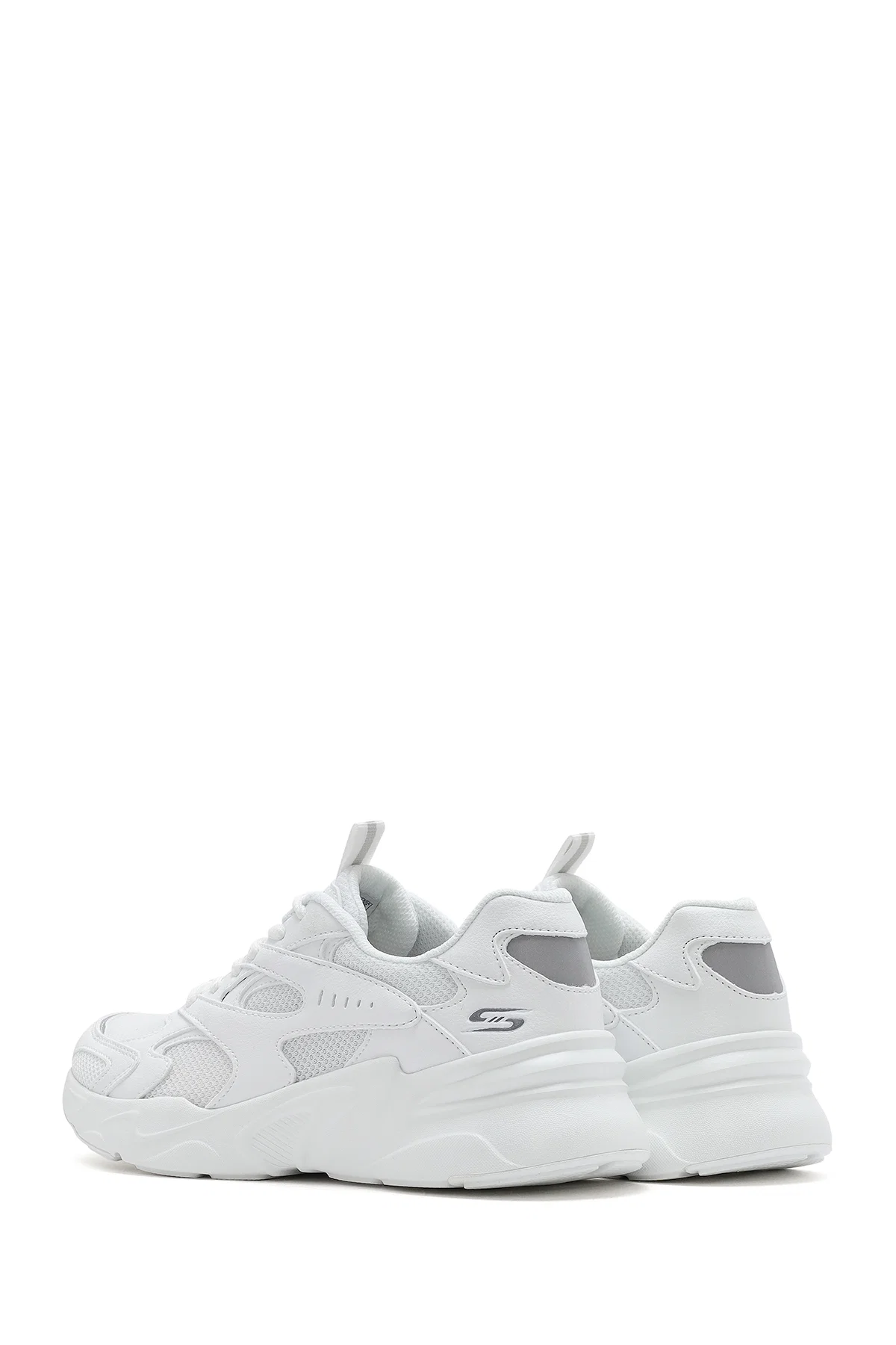 Skechers Kadın Beyaz Bobs Bamina Bağcıklı Kalın Tabanlı Kumaş Sneaker - Image 5